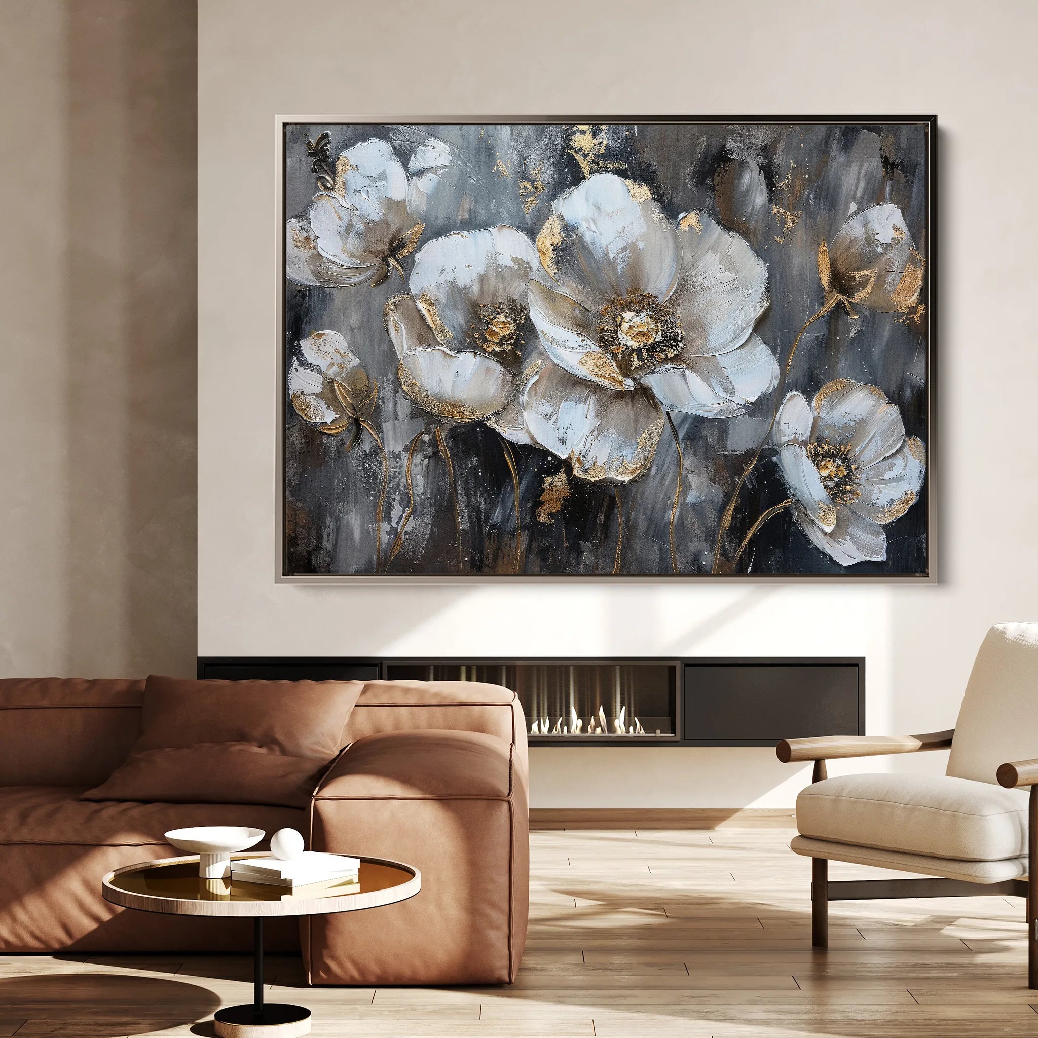 Floral 037 Canvas Art 60 x 40 cm / Black