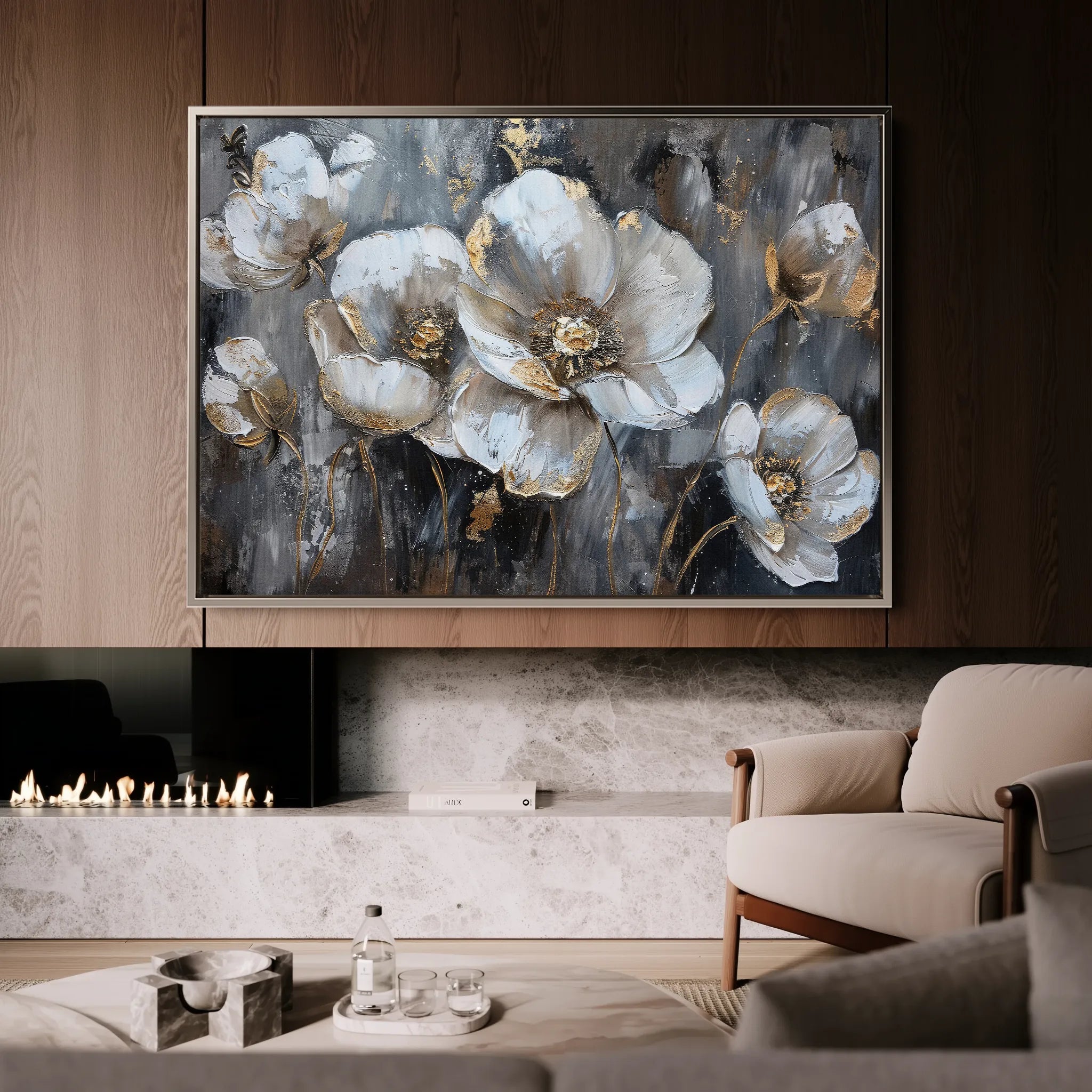 Floral 037 Canvas Art 60 x 40 cm / Black