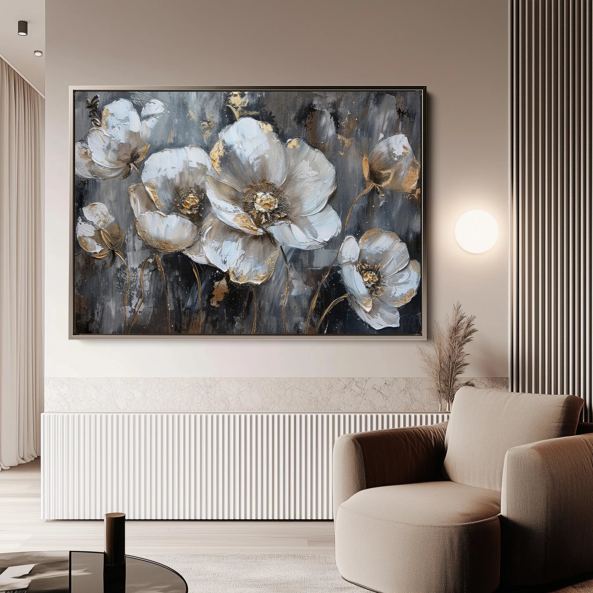 Floral 037 Canvas Art 60 x 40 cm / Black