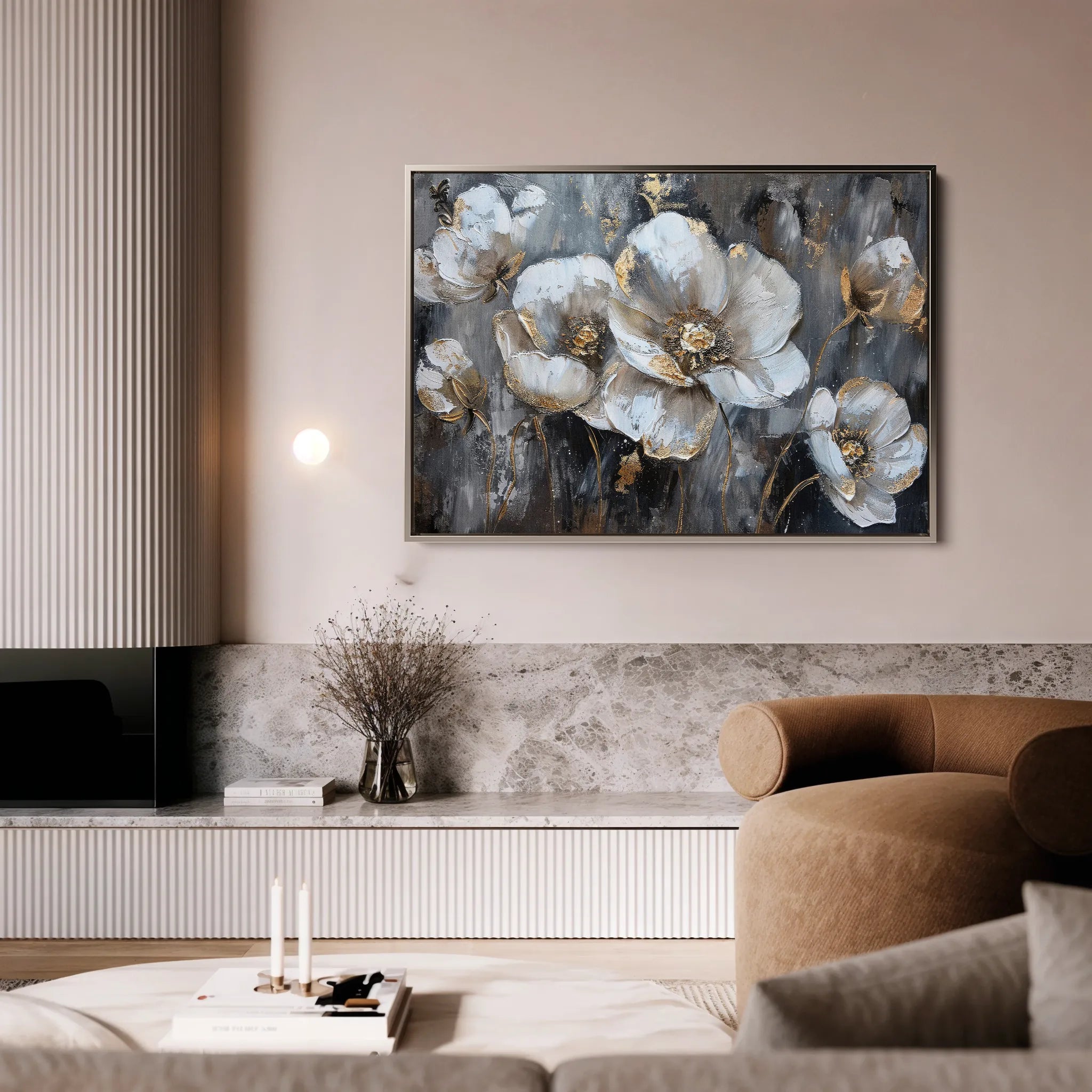 Floral 037 Canvas Art 60 x 40 cm / Black