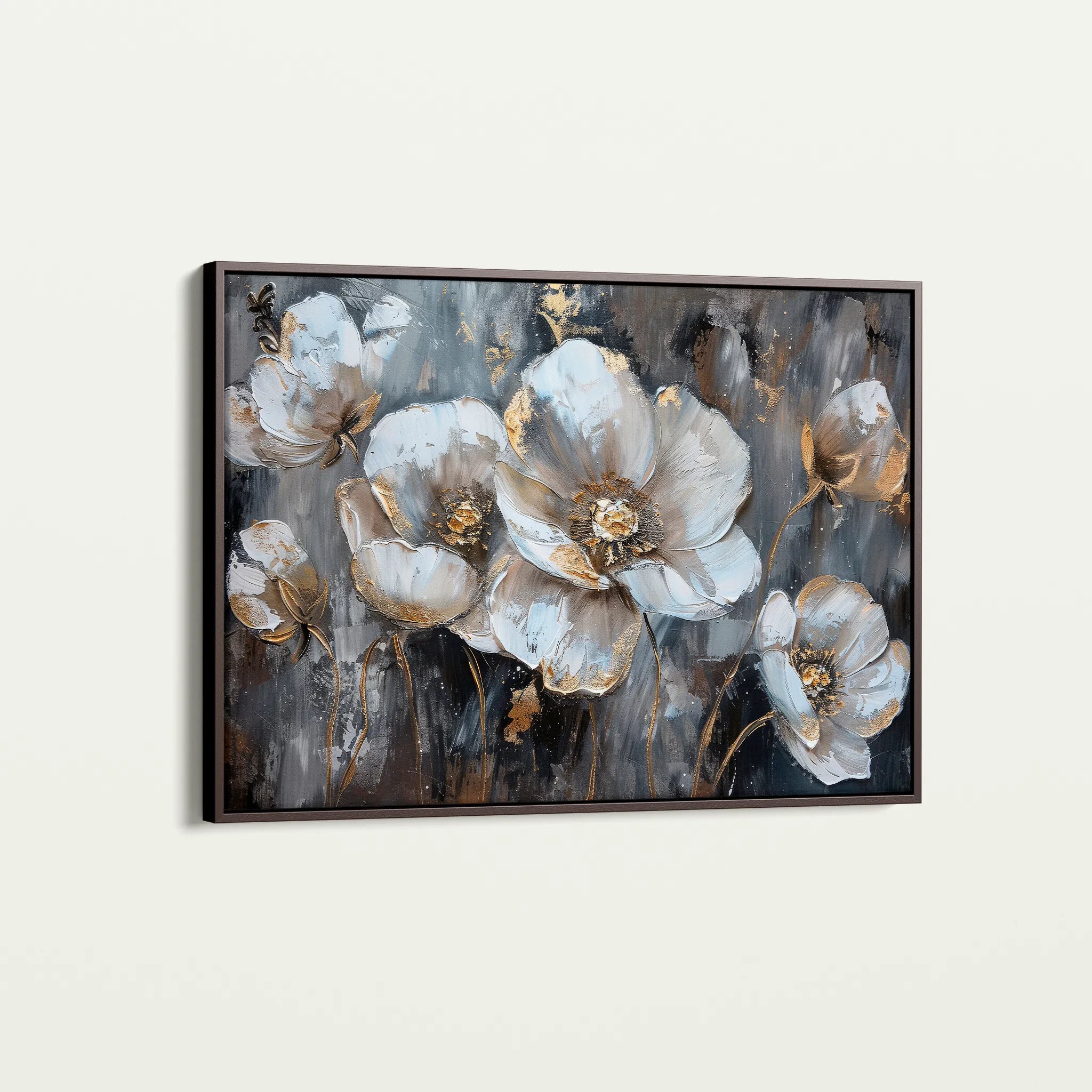 Floral 037 Canvas Art 60 x 40 cm / Black