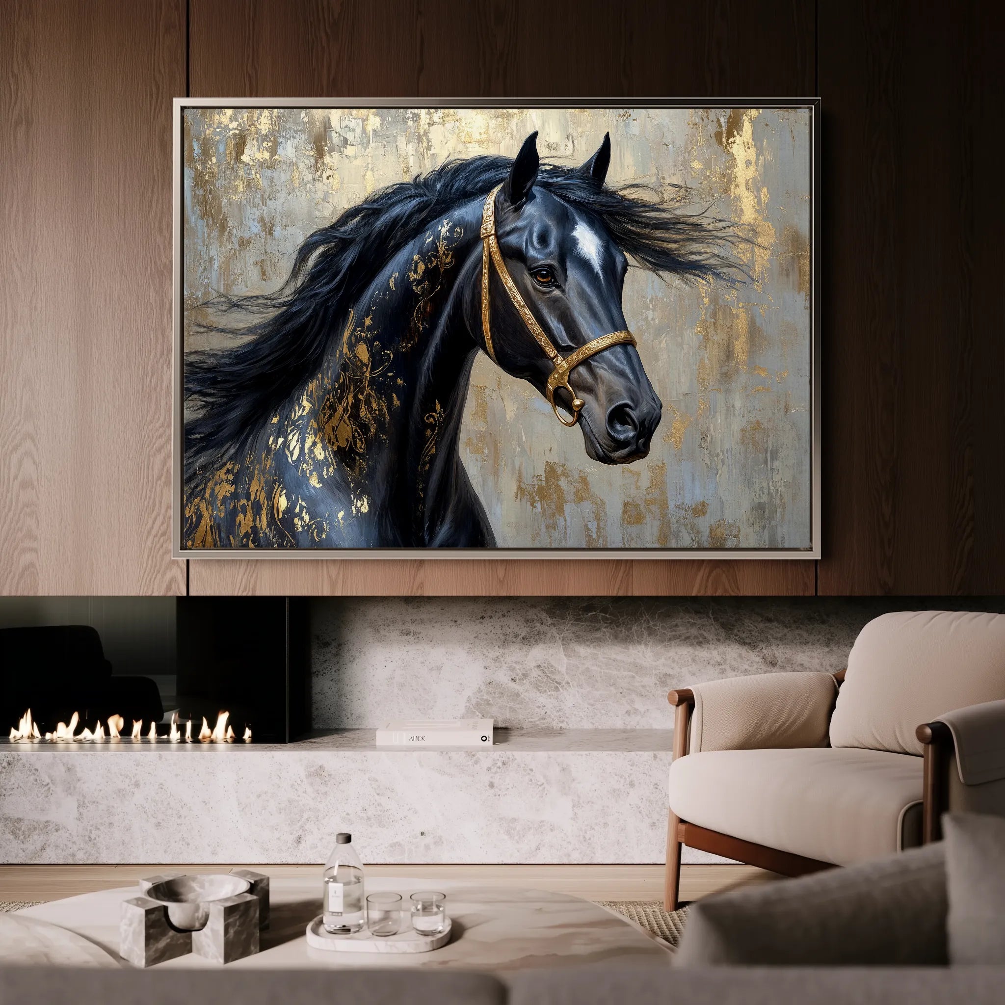 Horses 037 Canvas Art 60 x 40 cm / Black