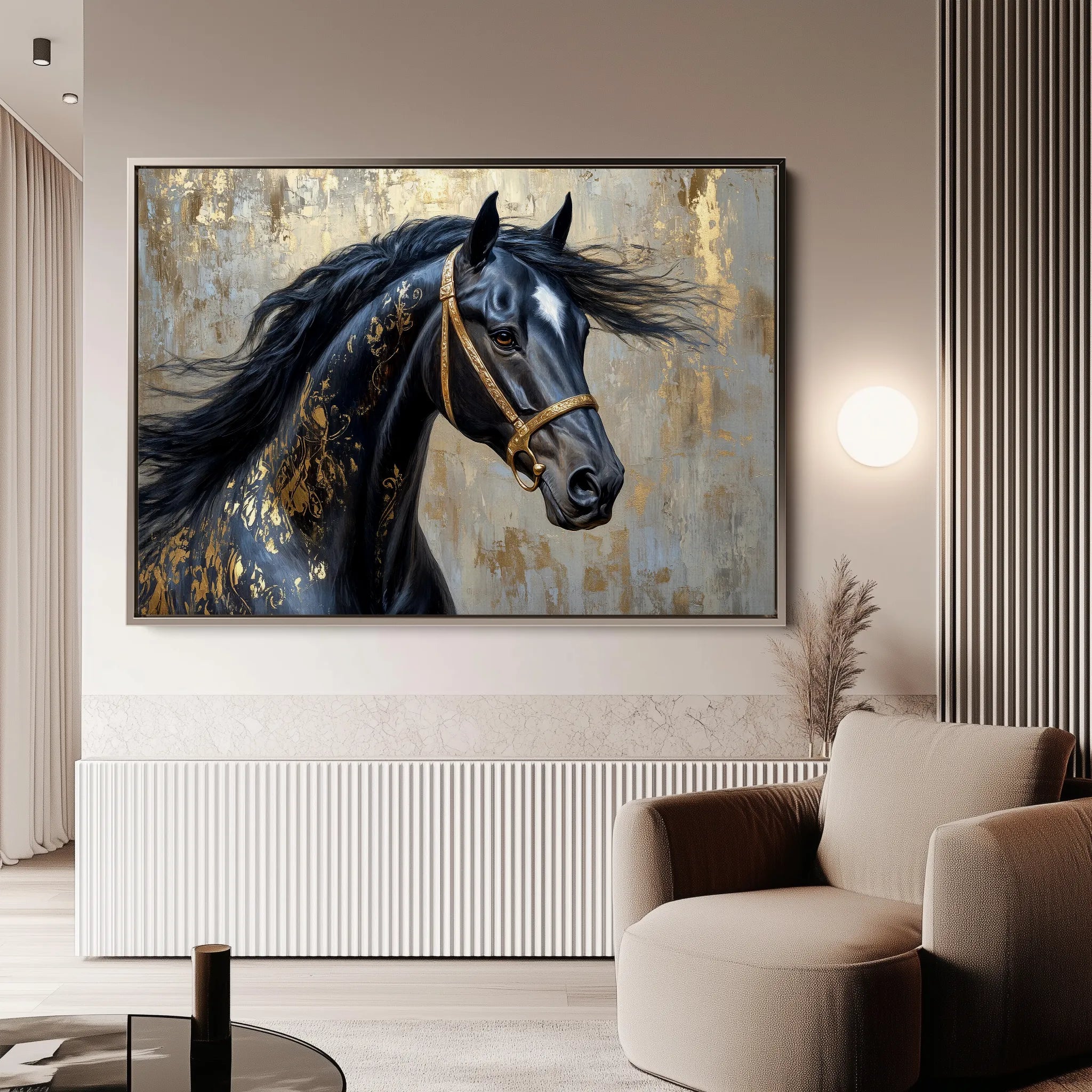 Horses 037 Canvas Art 60 x 40 cm / Black