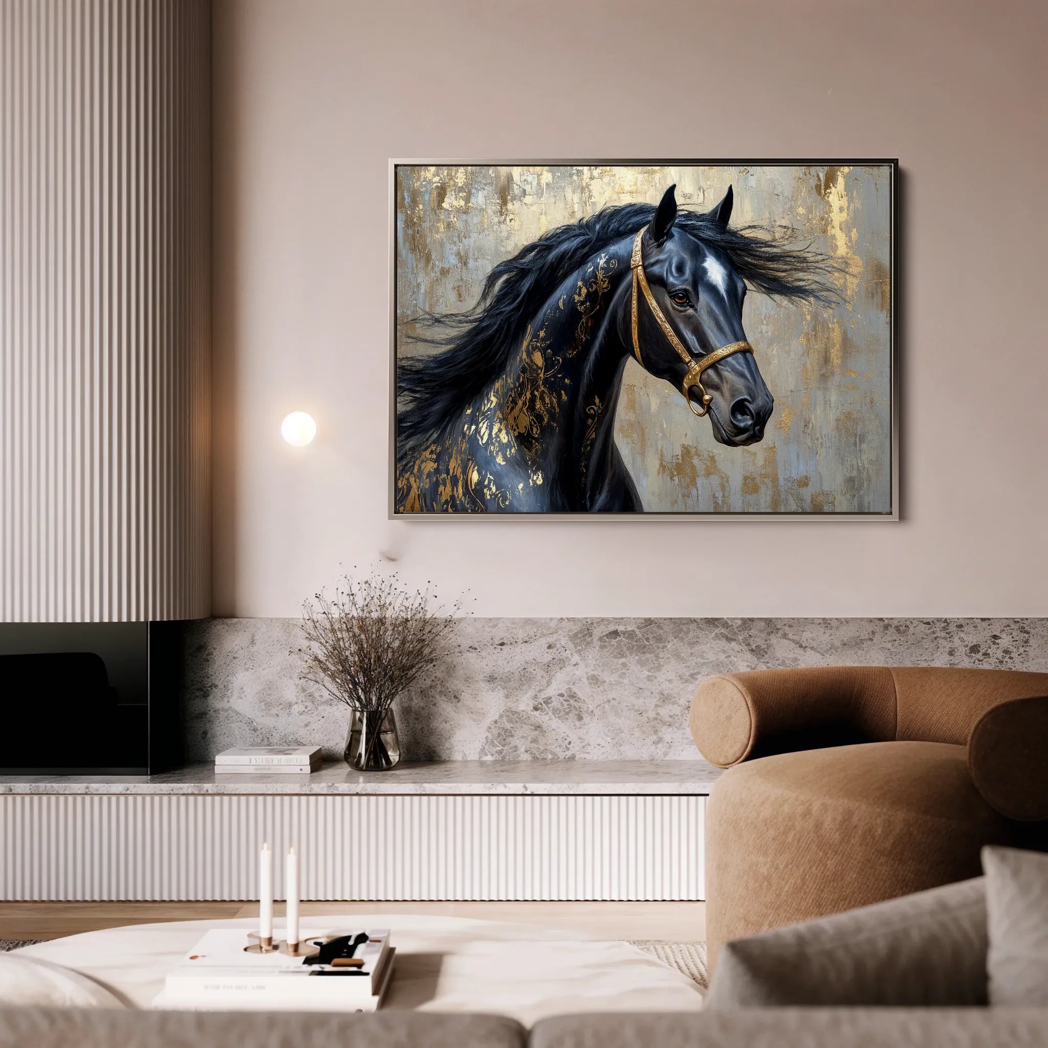 Horses 037 Canvas Art 60 x 40 cm / Black