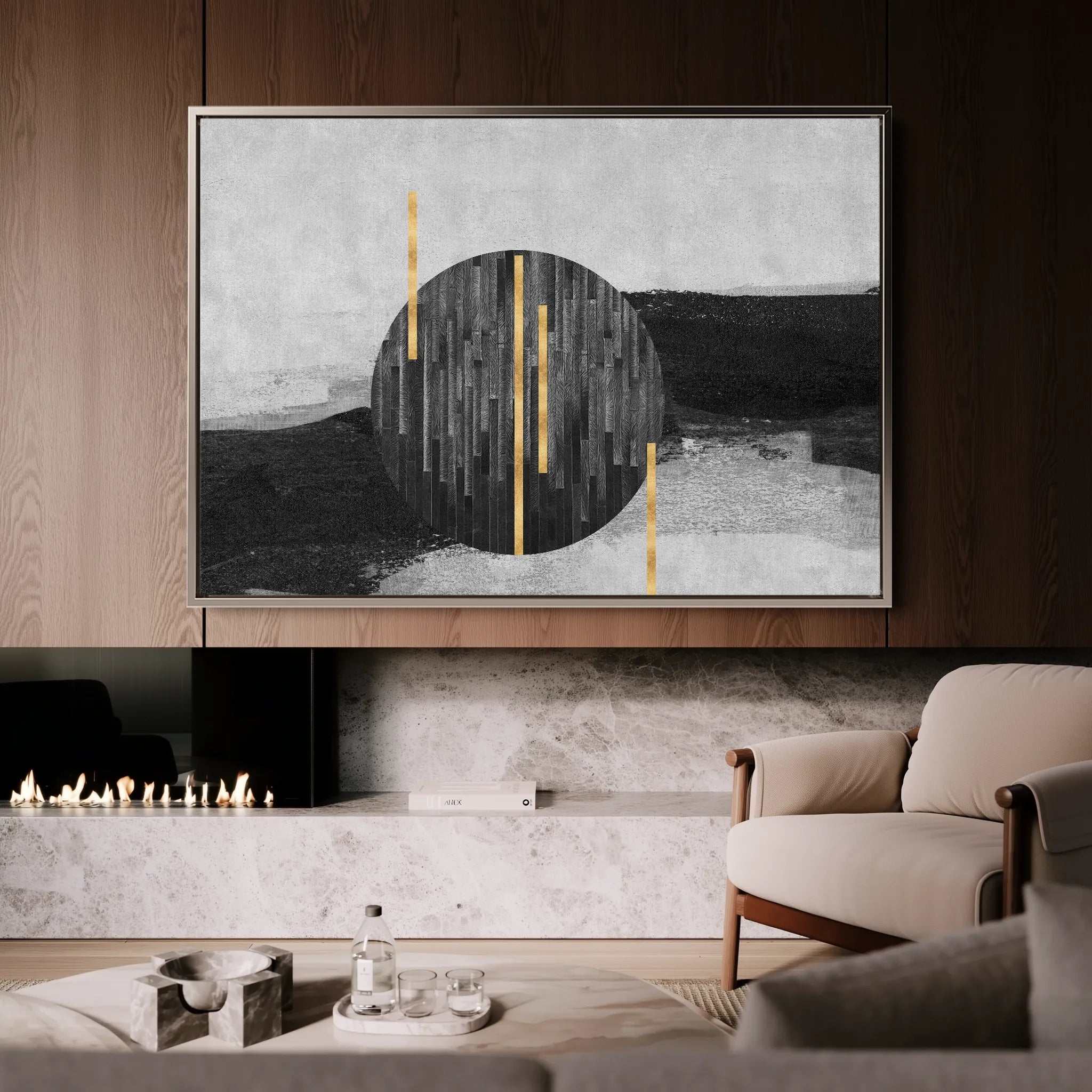 Abstract 038 Canvas Art 60 x 40 cm / Black