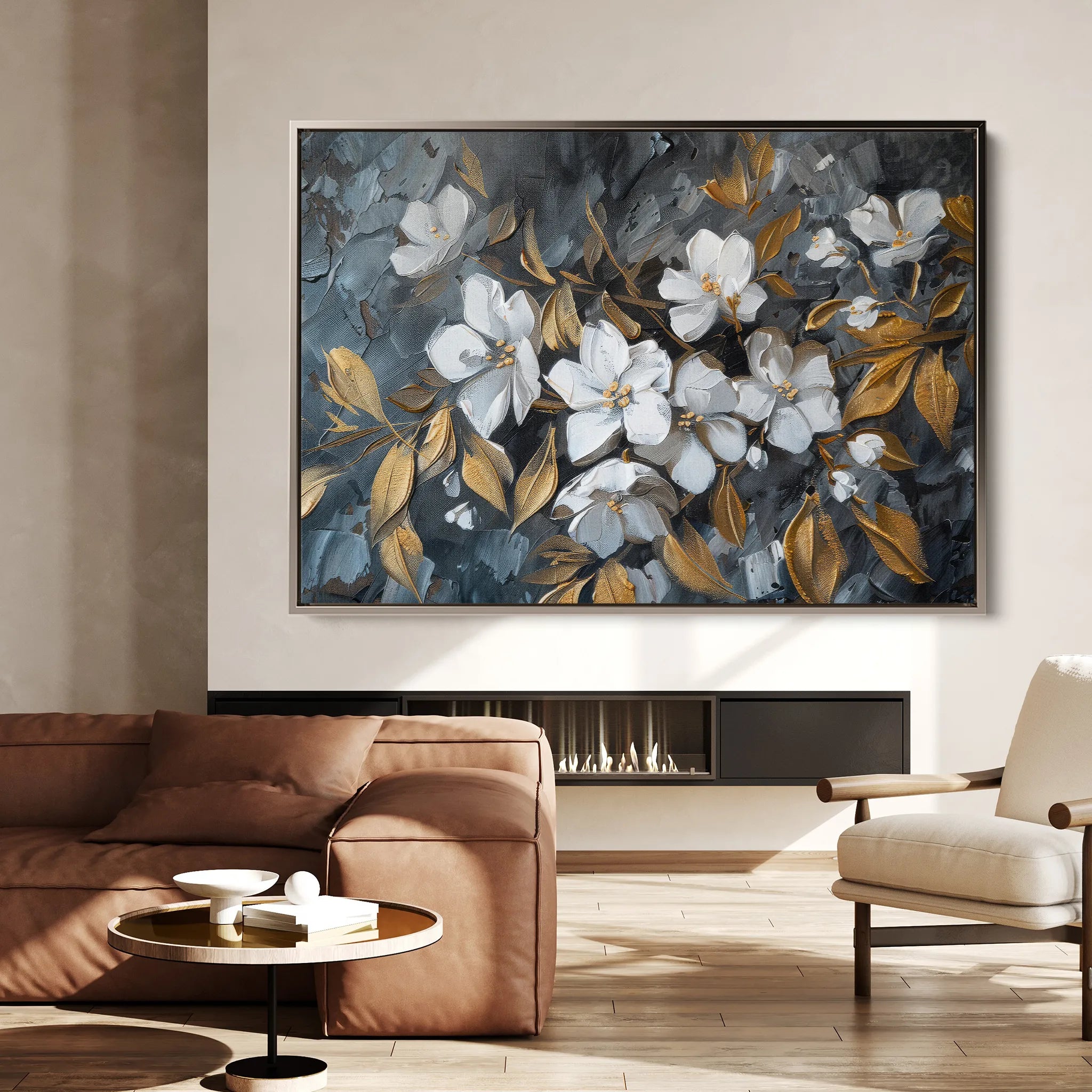 Floral 038 Canvas Art 60 x 40 cm / Black