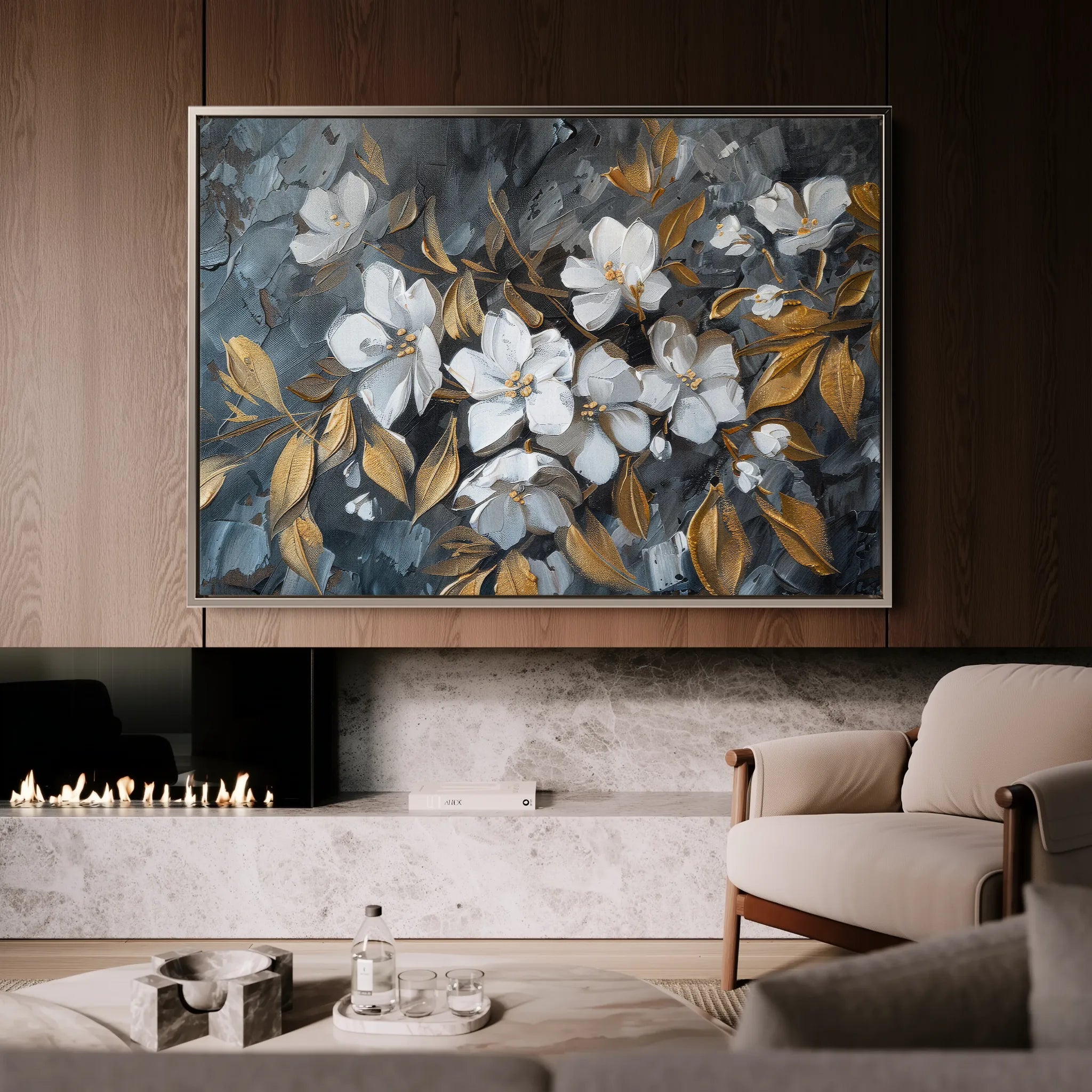 Floral 038 Canvas Art 60 x 40 cm / Black