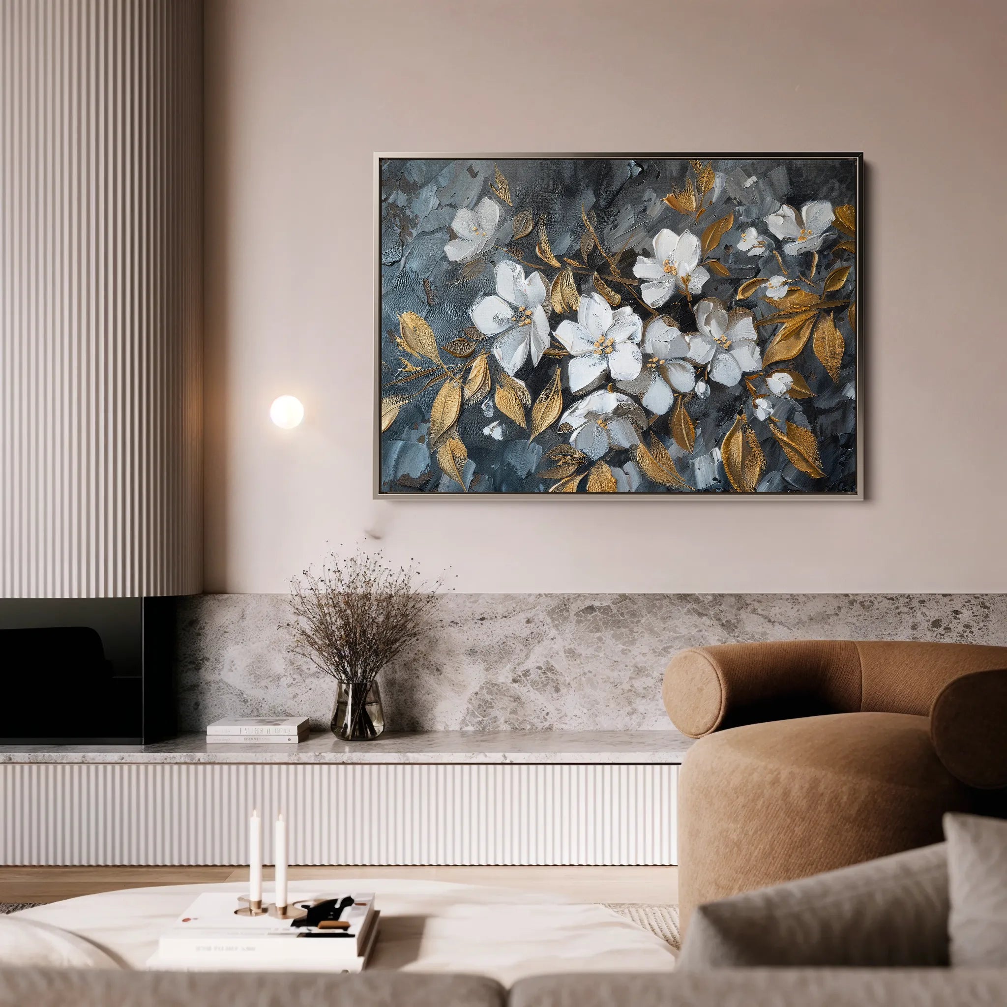 Floral 038 Canvas Art 60 x 40 cm / Black