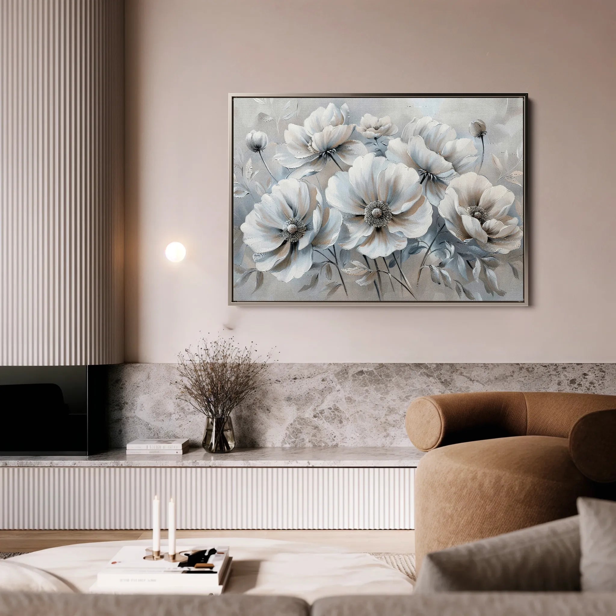 Floral 039 Canvas Art 60 x 40 cm / Black