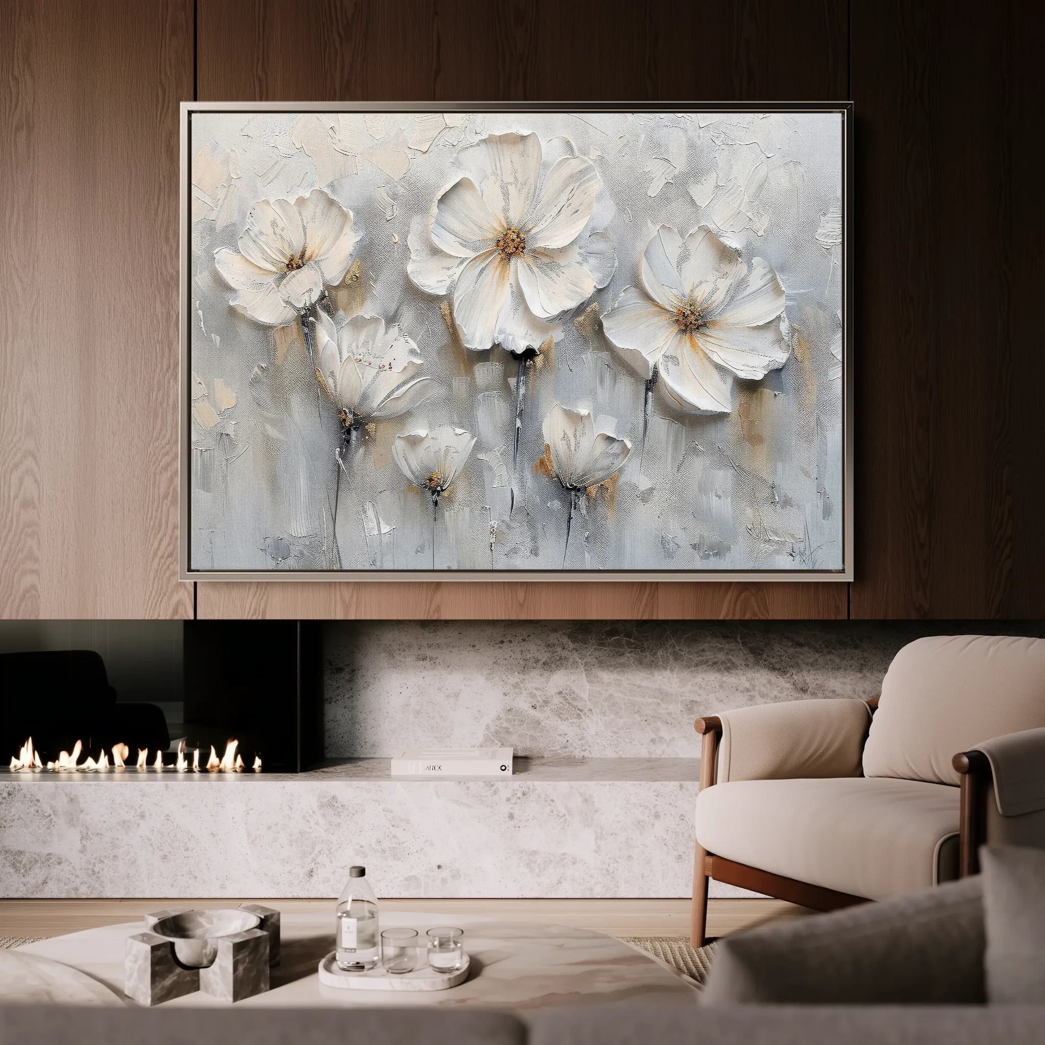 Floral 040 Canvas Art 60 x 40 cm / Black