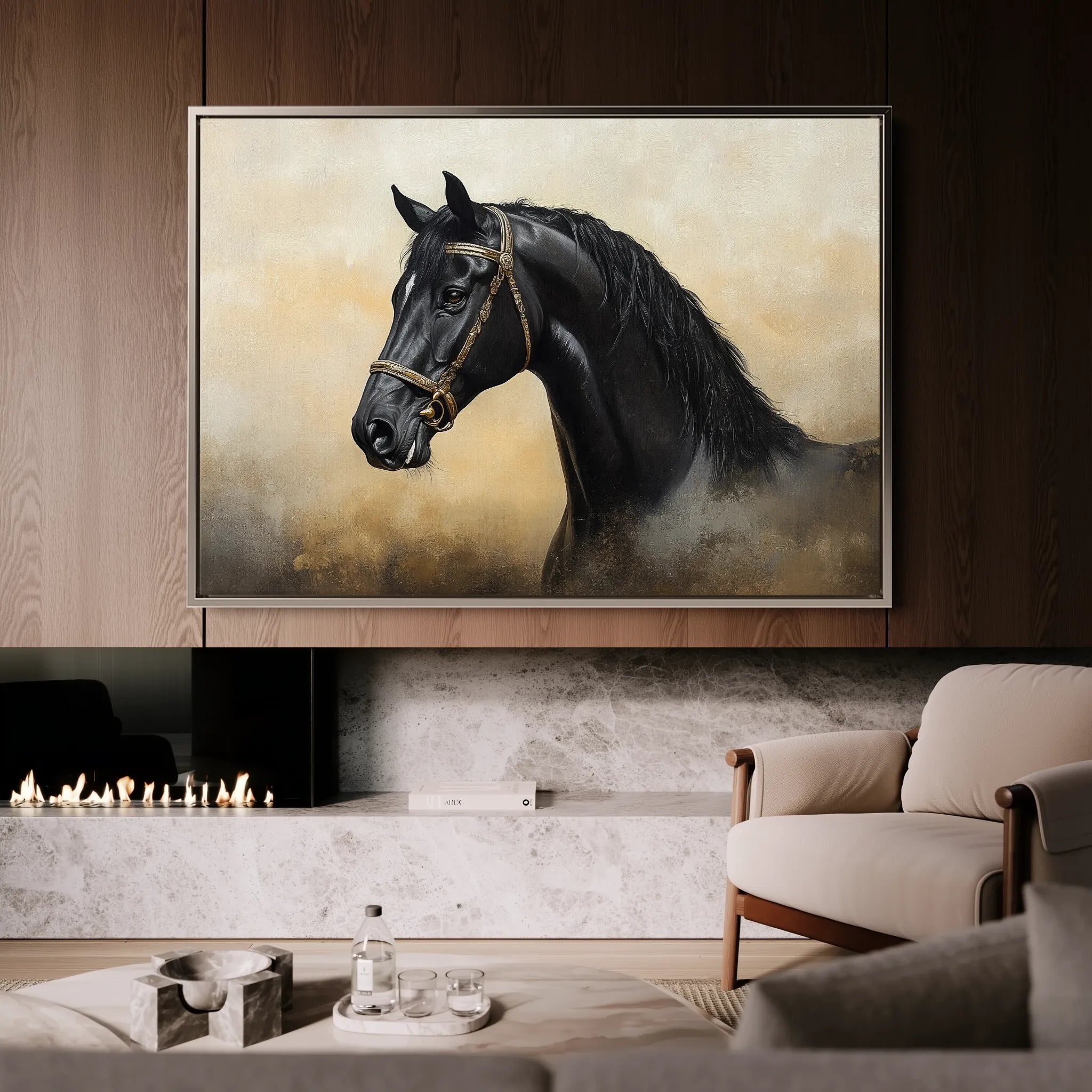 Horses 040 Canvas Art 60 x 40 cm / Black