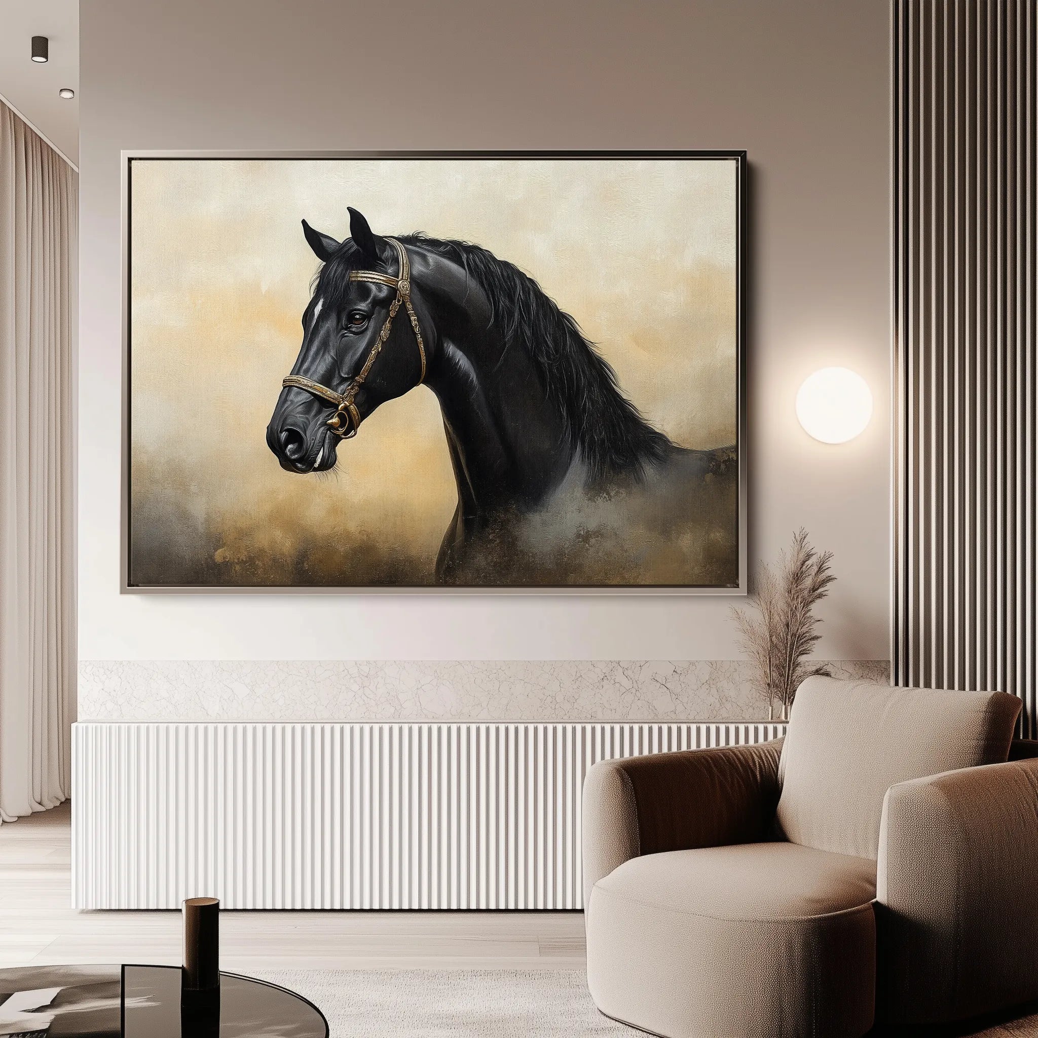 Horses 040 Canvas Art 60 x 40 cm / Black