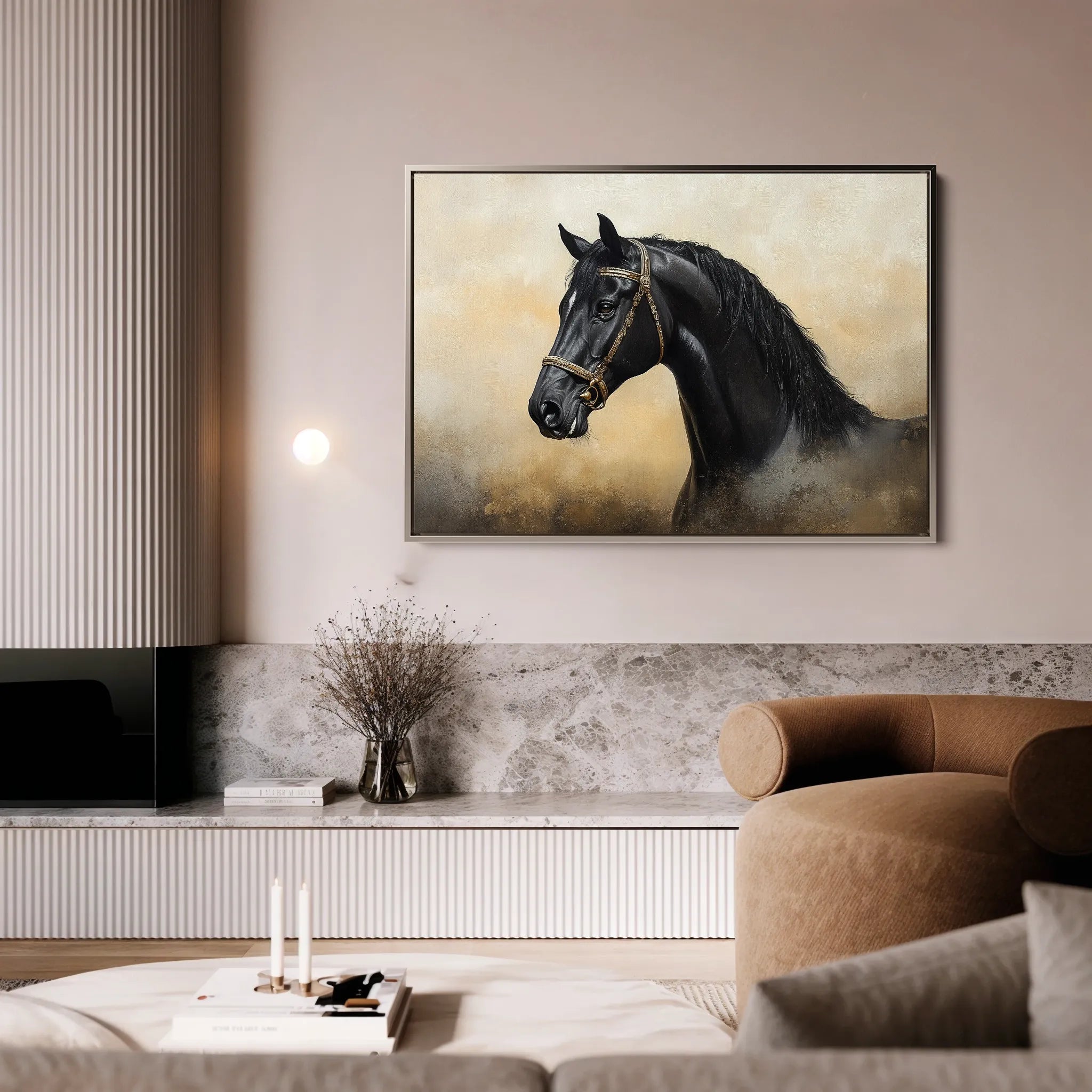 Horses 040 Canvas Art 60 x 40 cm / Black
