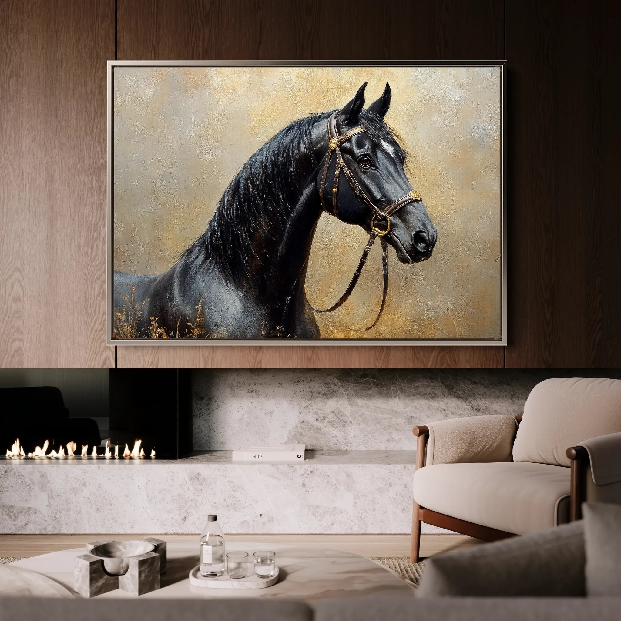 Horses 041 Canvas Art 60 x 40 cm / Black