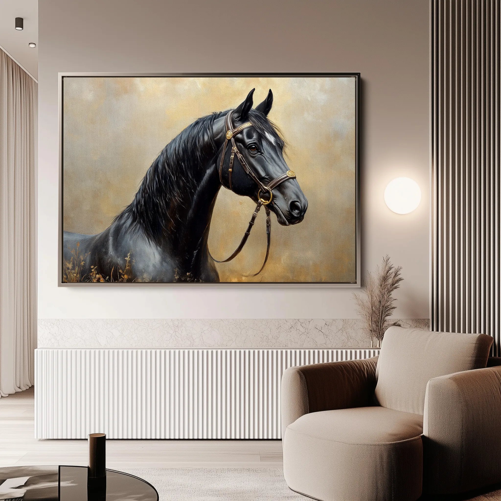 Horses 041 Canvas Art 60 x 40 cm / Black