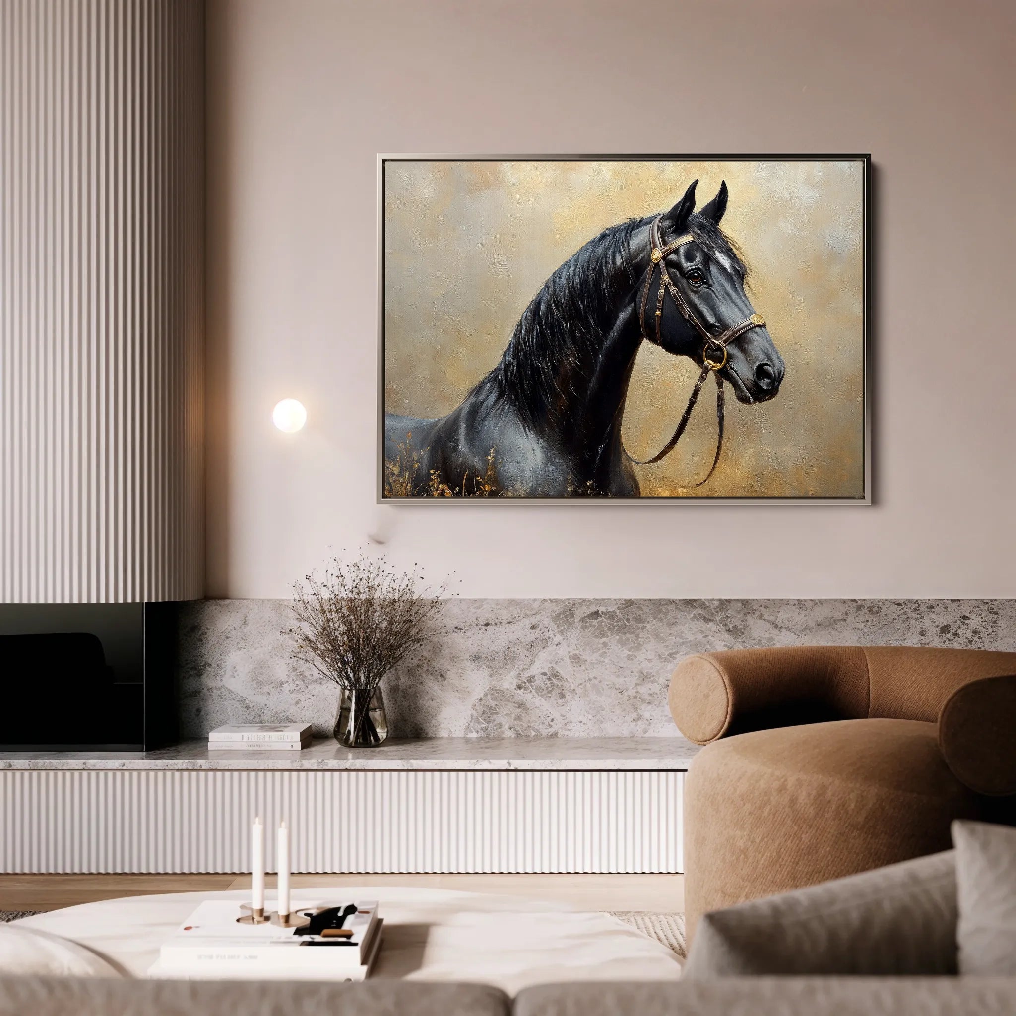 Horses 041 Canvas Art 60 x 40 cm / Black