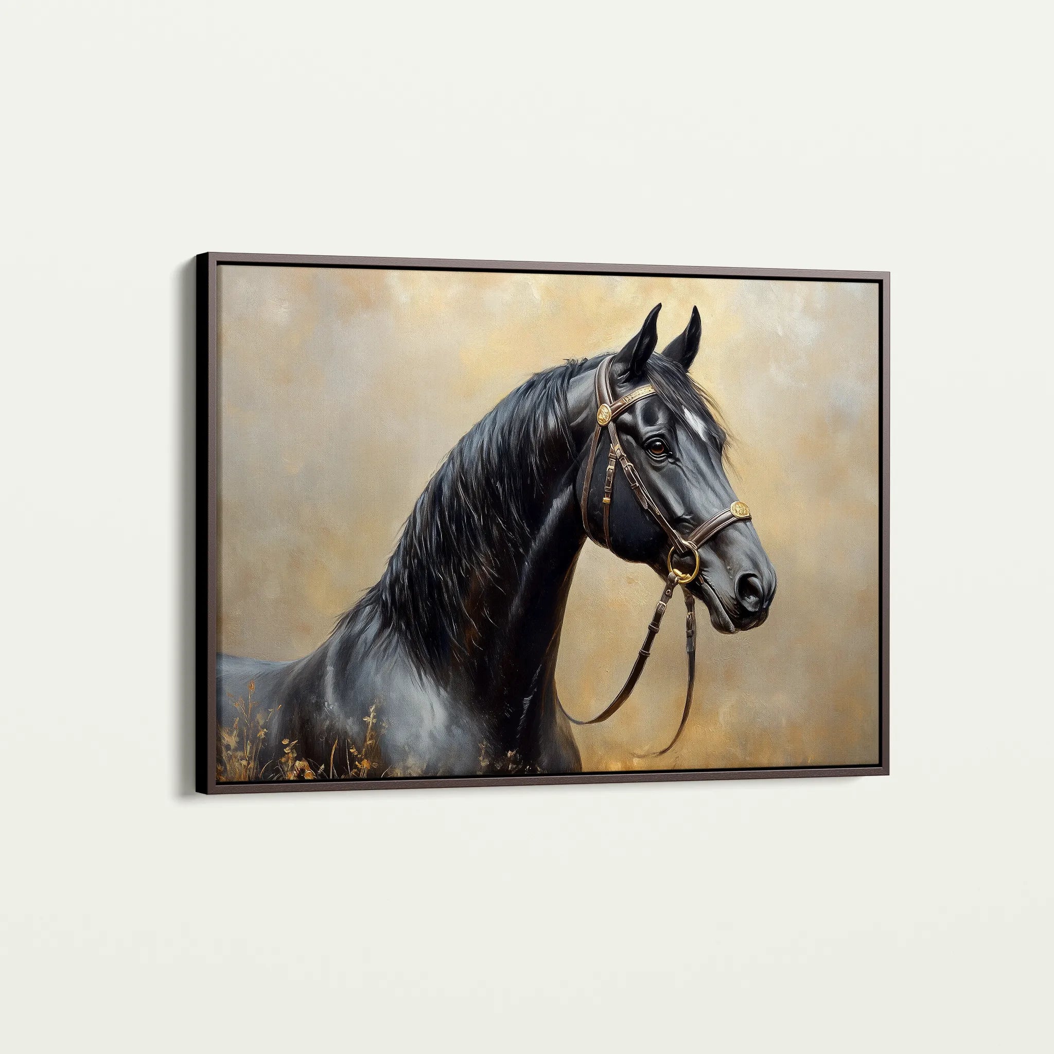 Horses 041 Canvas Art 60 x 40 cm / Black