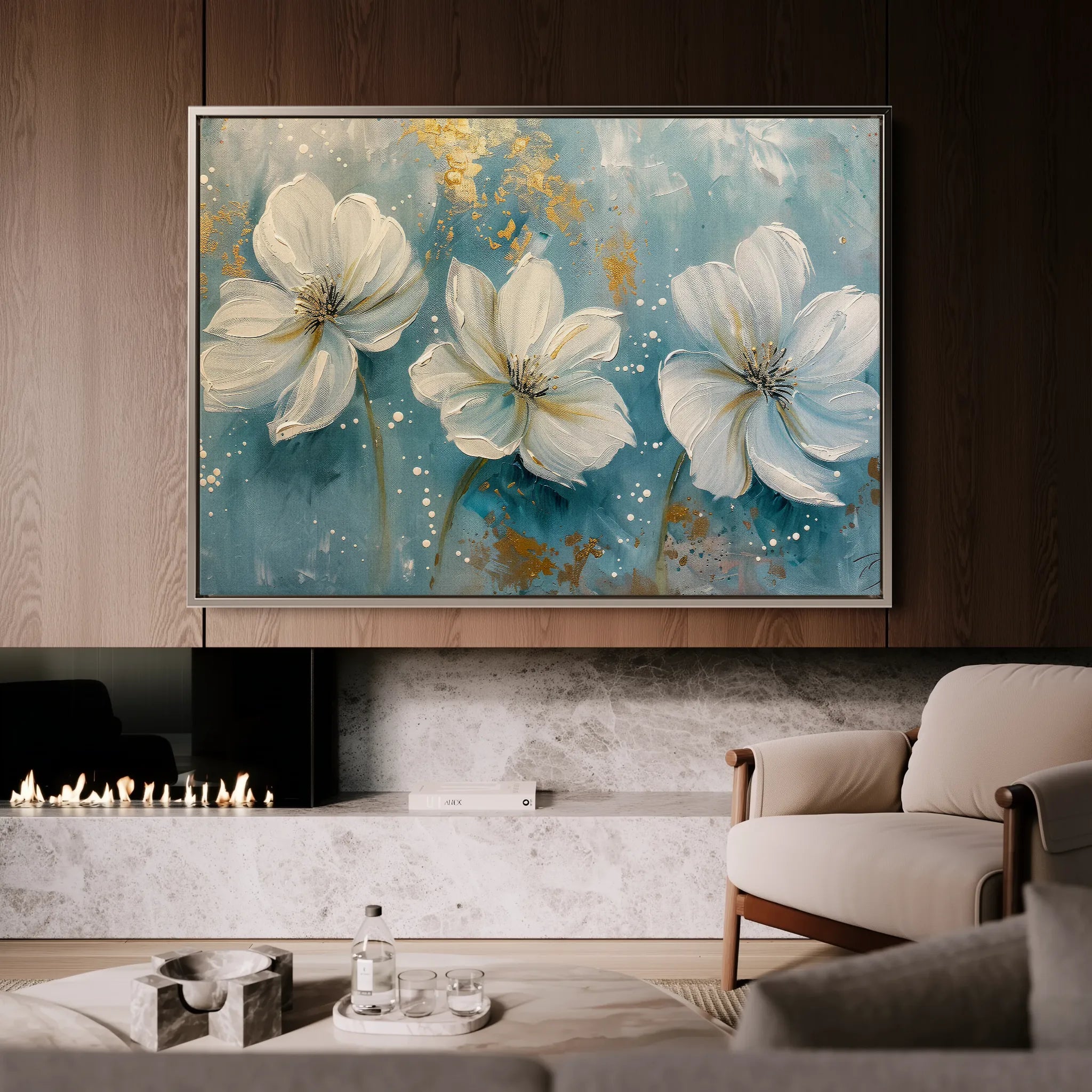 Floral 043 Canvas Art 60 x 40 cm / Black