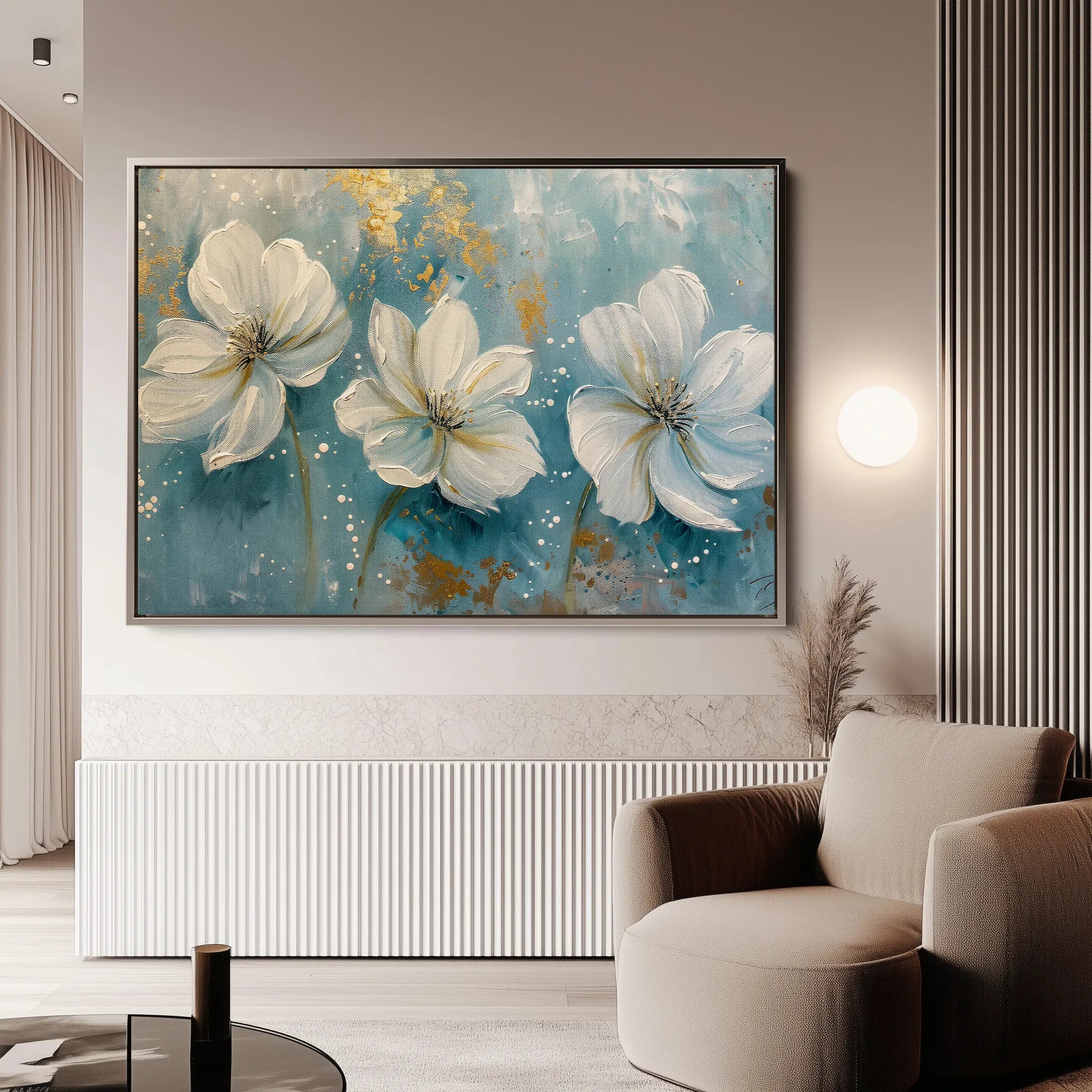 Floral 043 Canvas Art 60 x 40 cm / Black