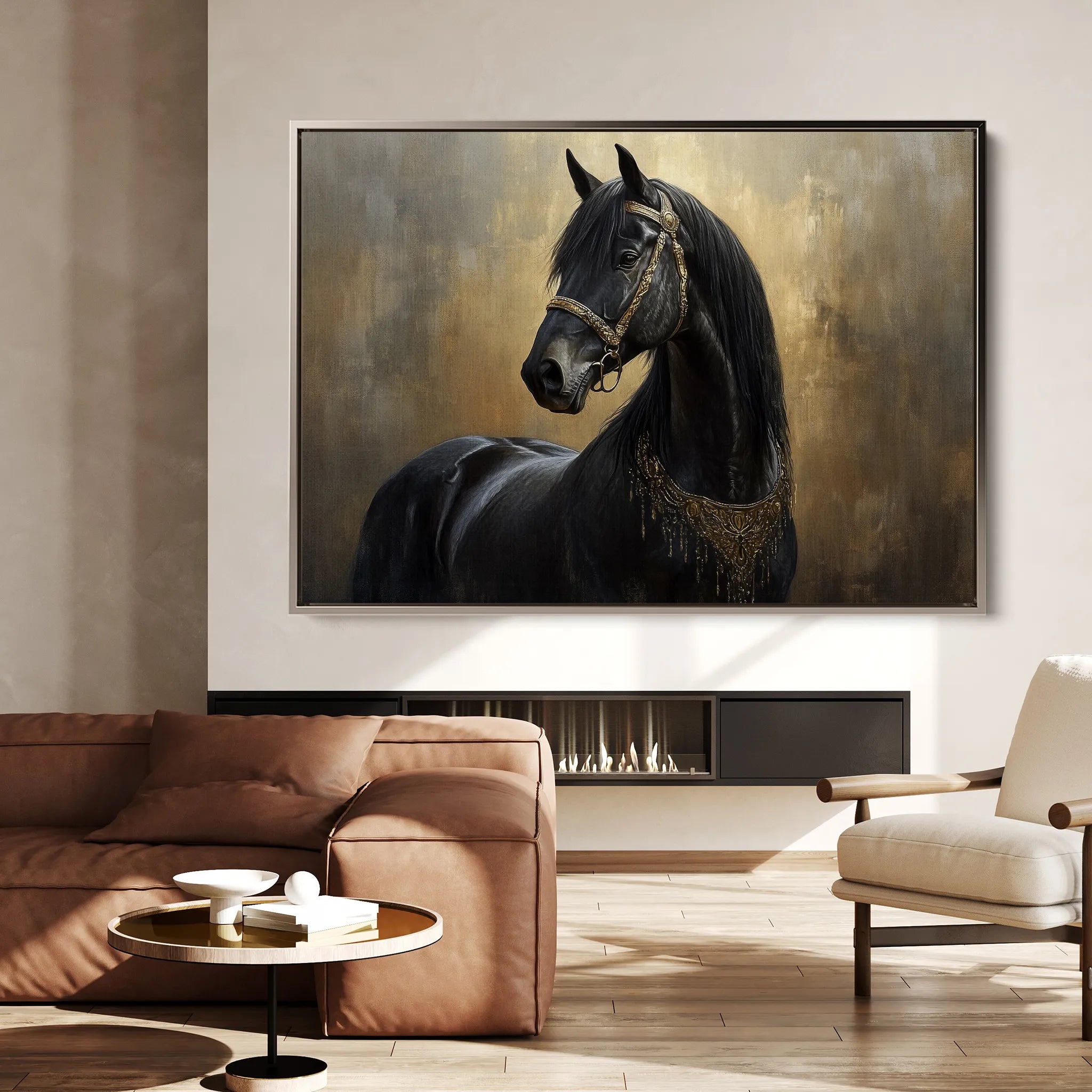 Horses 043 Canvas Art 60 x 40 cm / Black