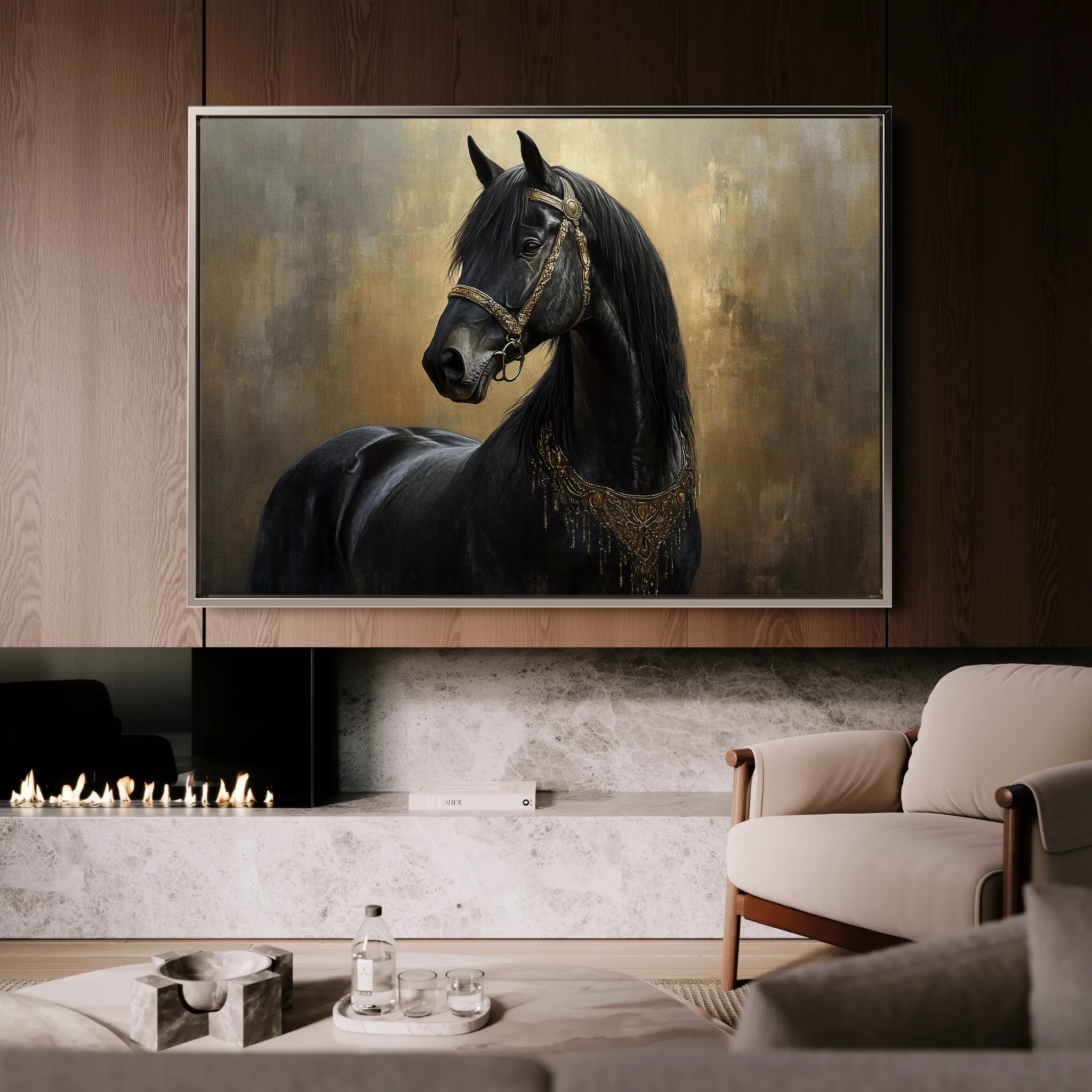 Horses 043 Canvas Art 60 x 40 cm / Black