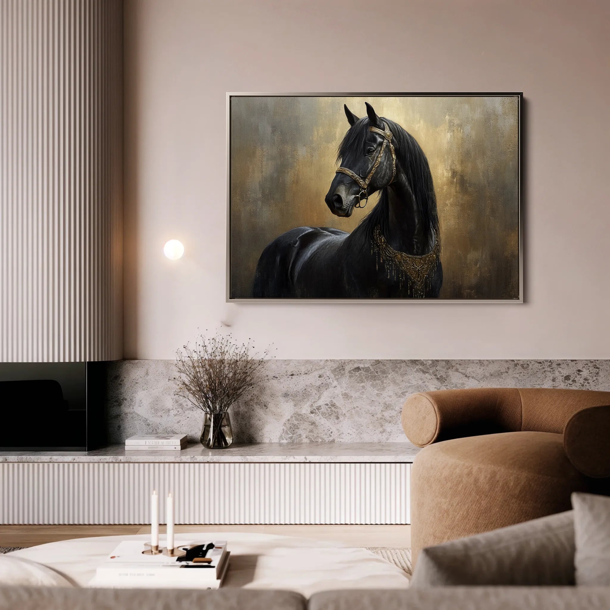 Horses 043 Canvas Art 60 x 40 cm / Black