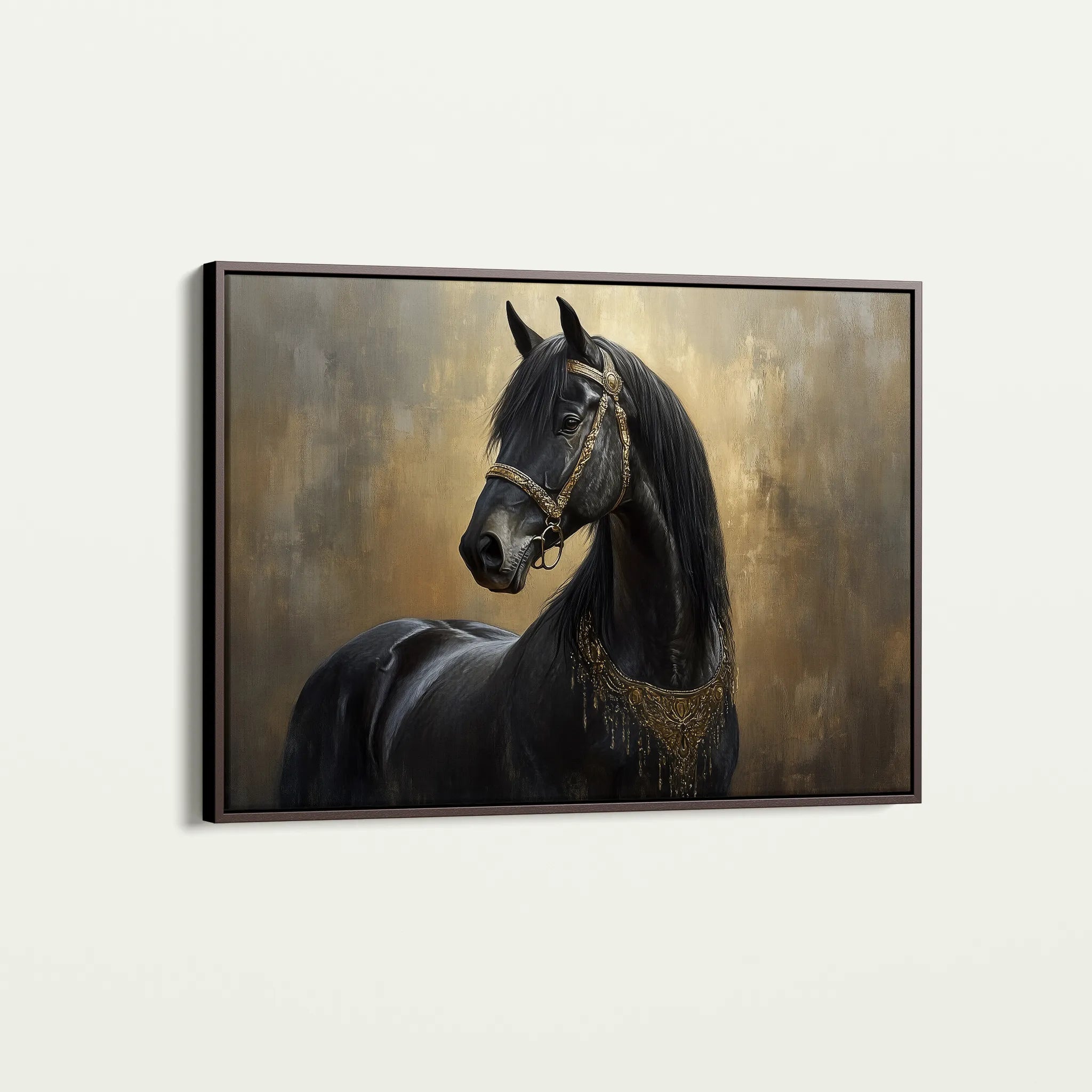 Horses 043 Canvas Art 60 x 40 cm / Black