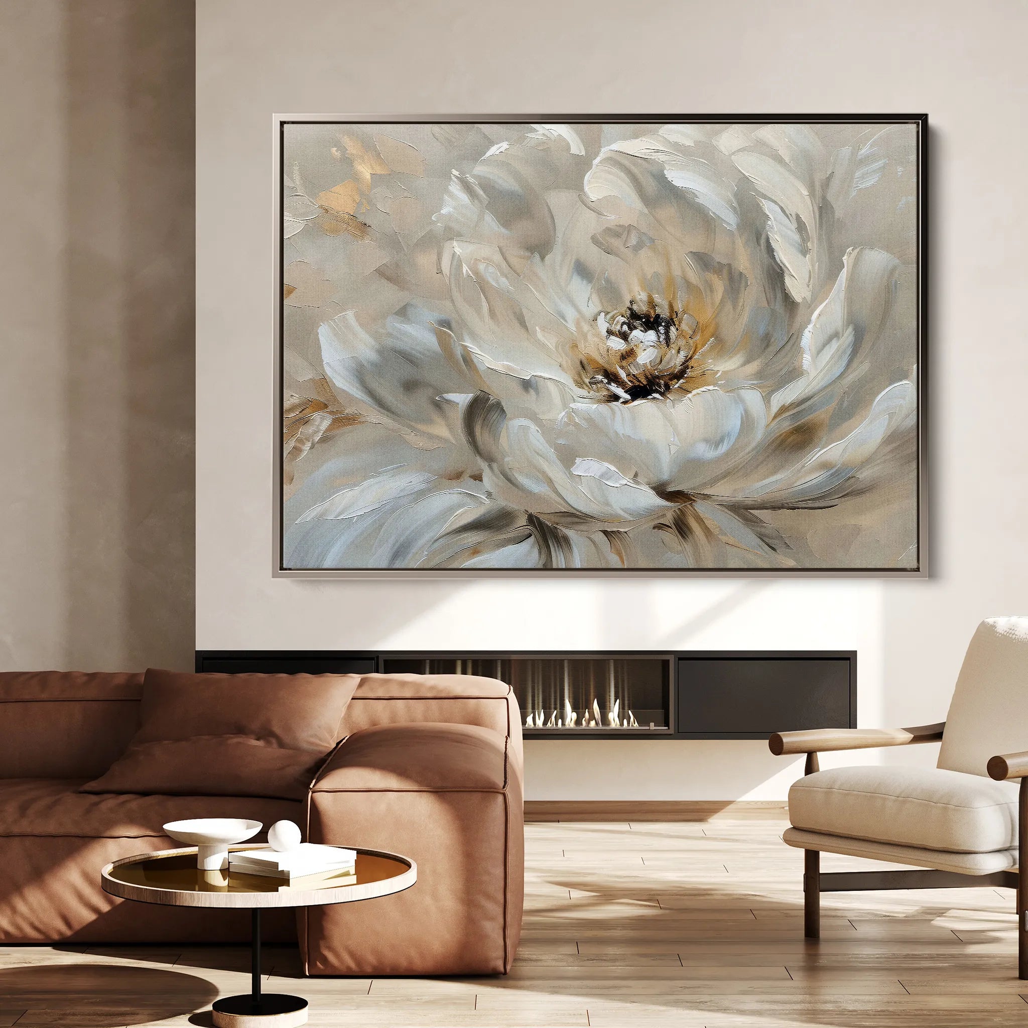 Floral 044 Canvas Art 60 x 40 cm / Black