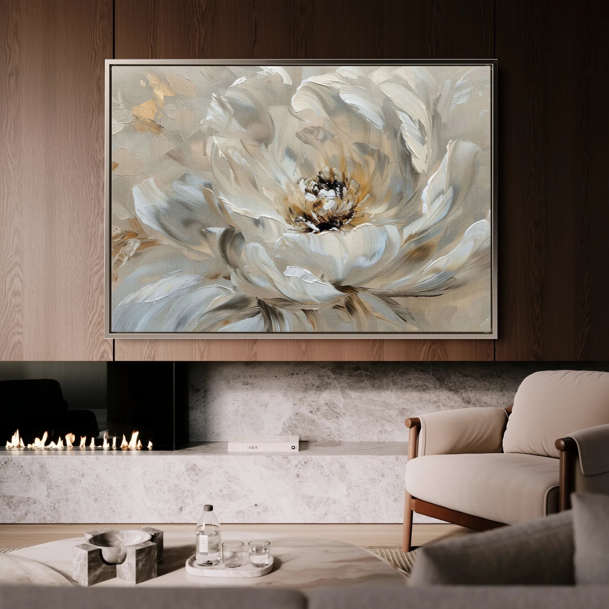 Floral 044 Canvas Art 60 x 40 cm / Black