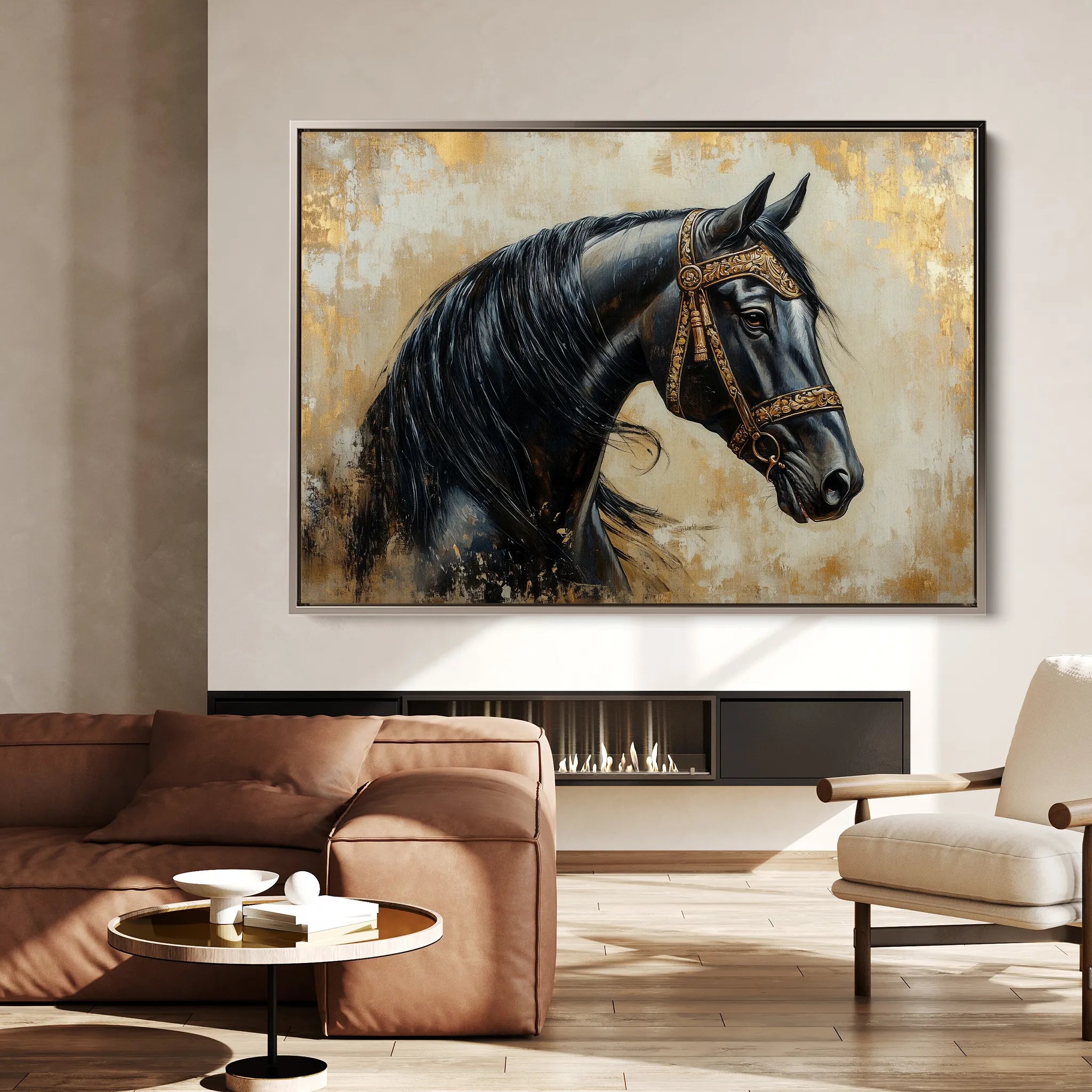 Horses 044 Canvas Art 60 x 40 cm / Black