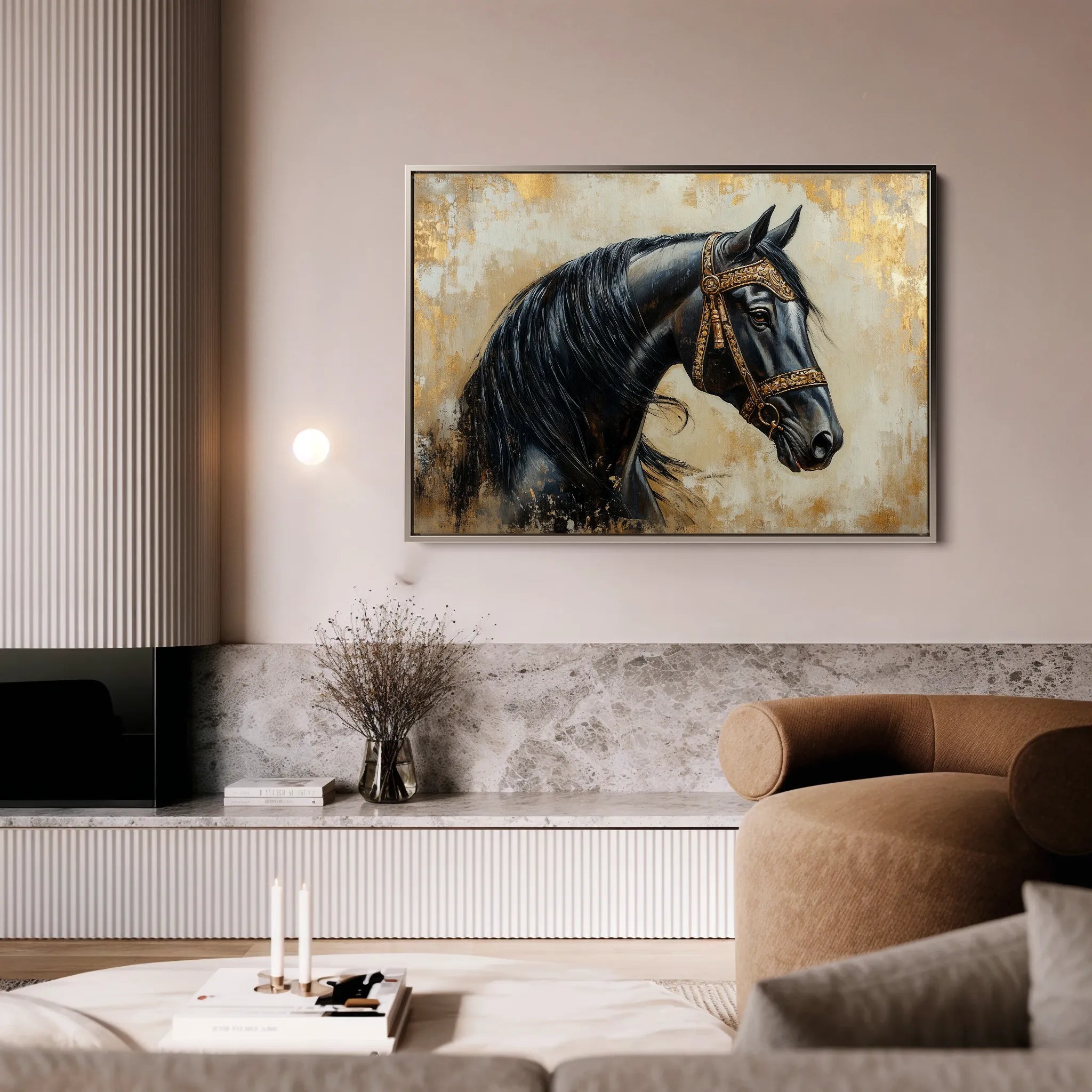 Horses 044 Canvas Art 60 x 40 cm / Black