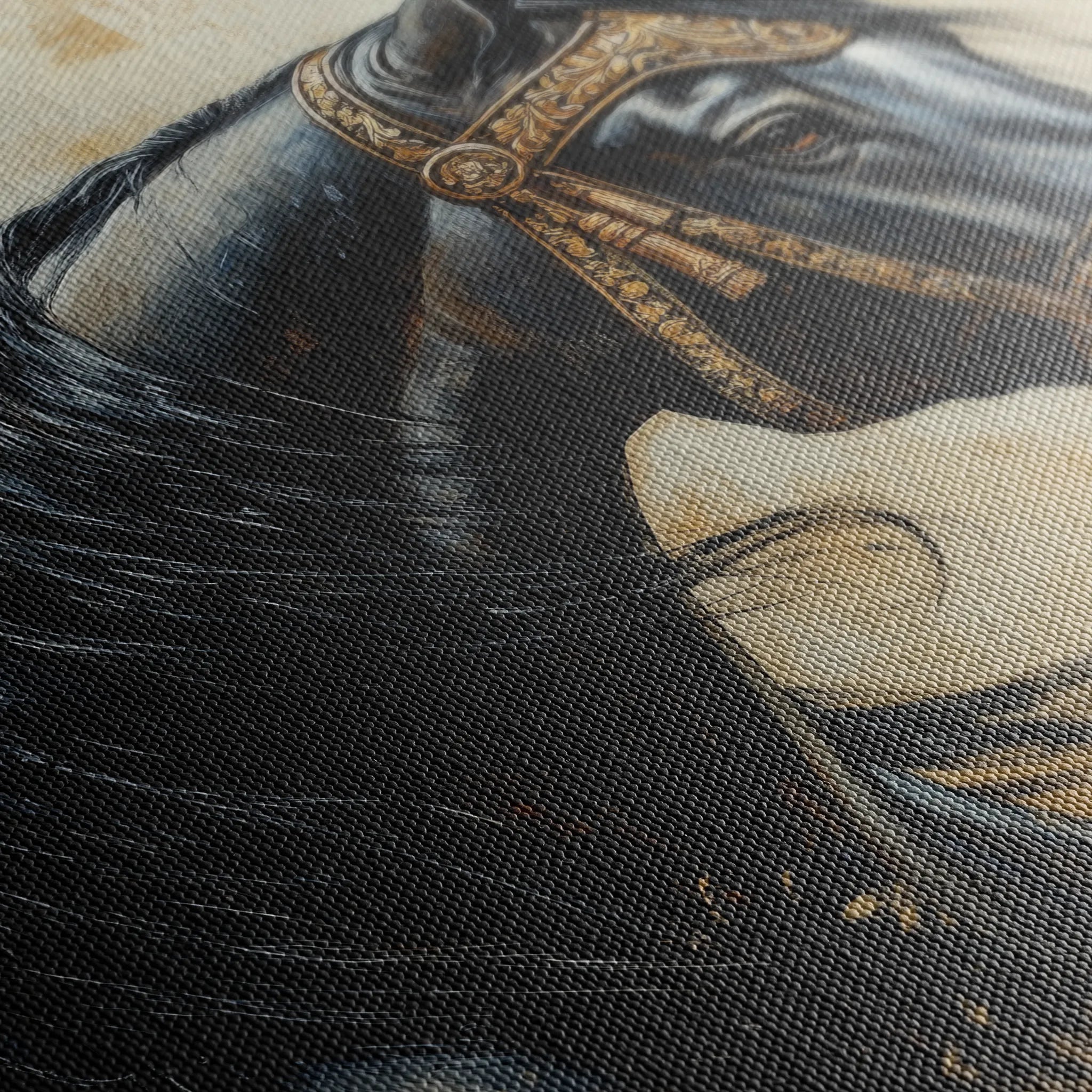 Horses 044 Canvas Art 60 x 40 cm / Black