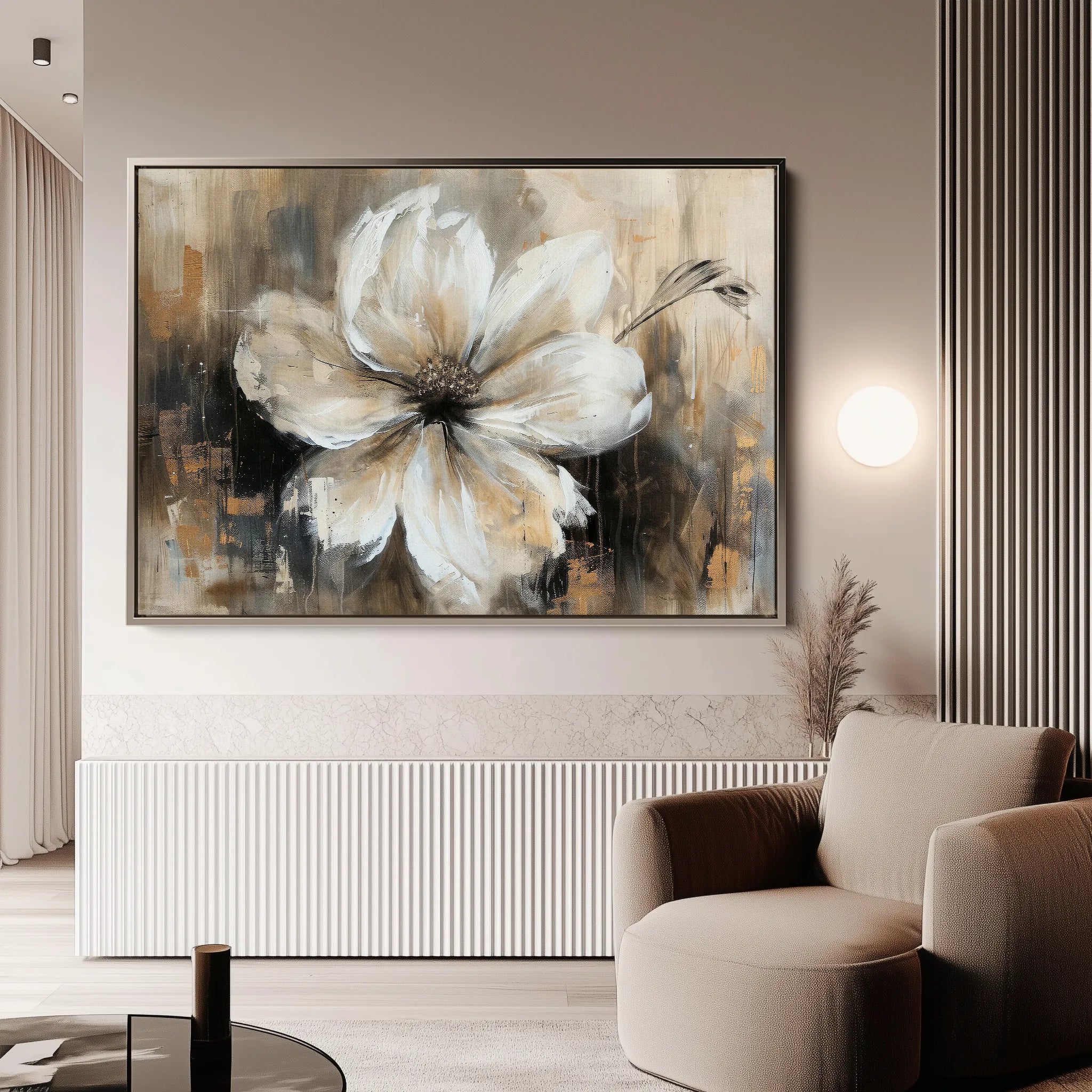 Floral 045 Canvas Art 60 x 40 cm / Black