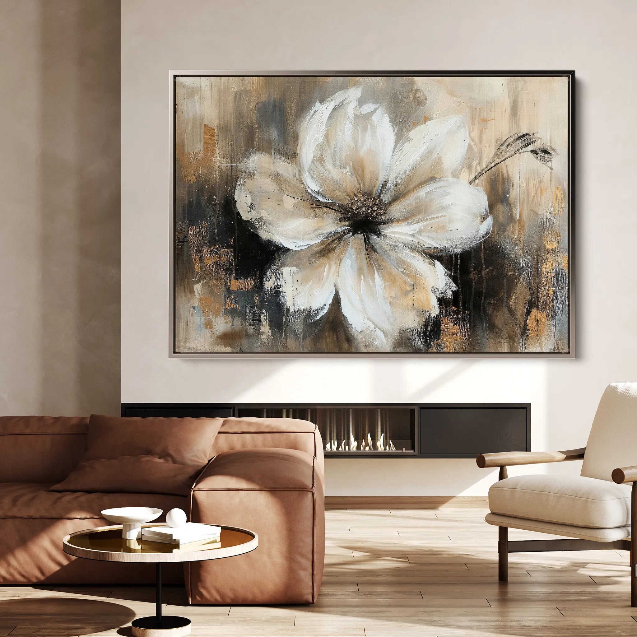 Floral 045 Canvas Art 60 x 40 cm / Black