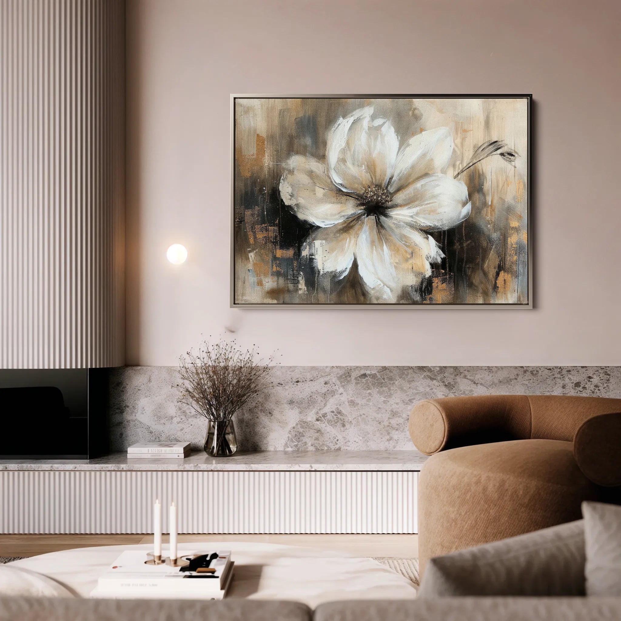 Floral 045 Canvas Art 60 x 40 cm / Black