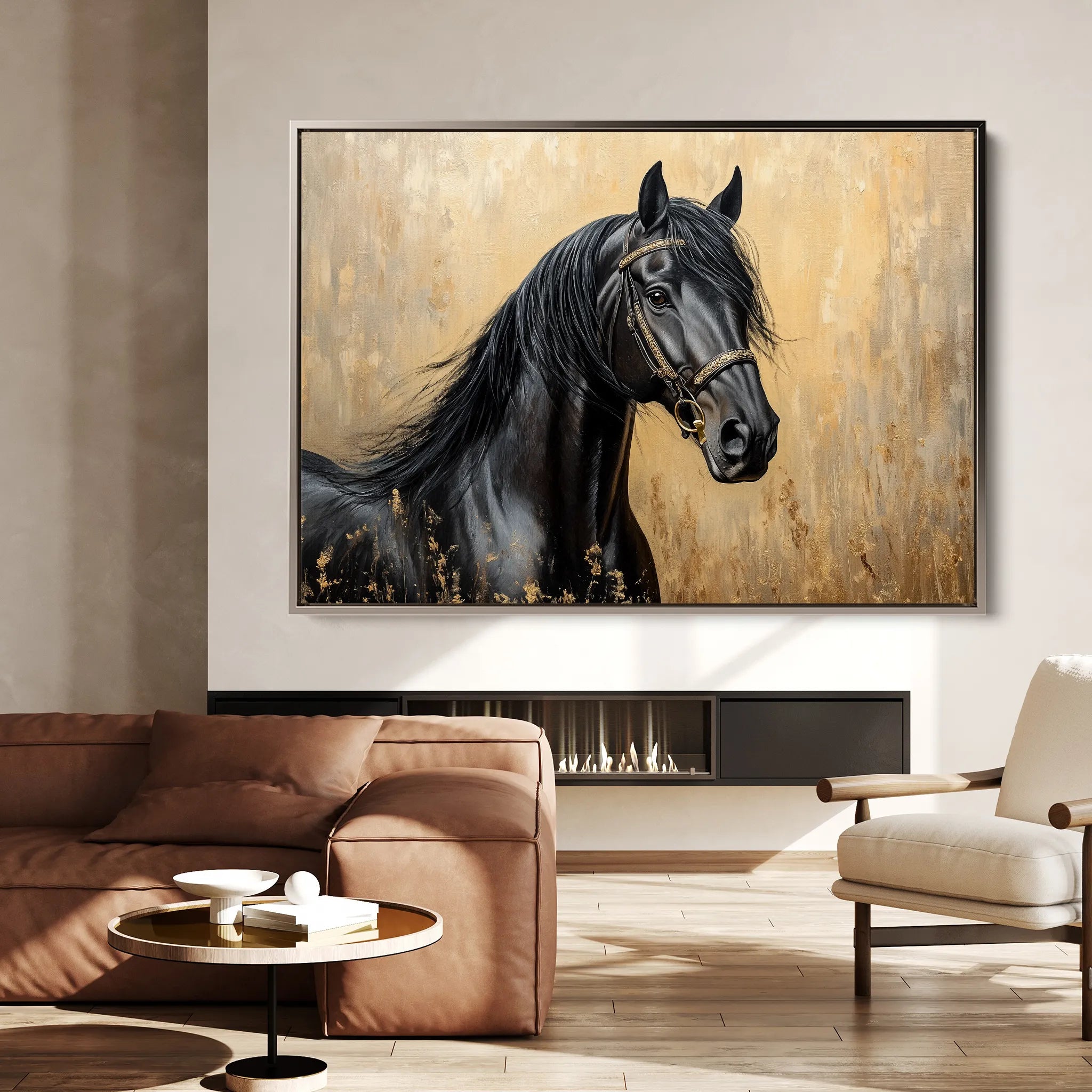 Horses 045 Canvas Art 60 x 40 cm / Black