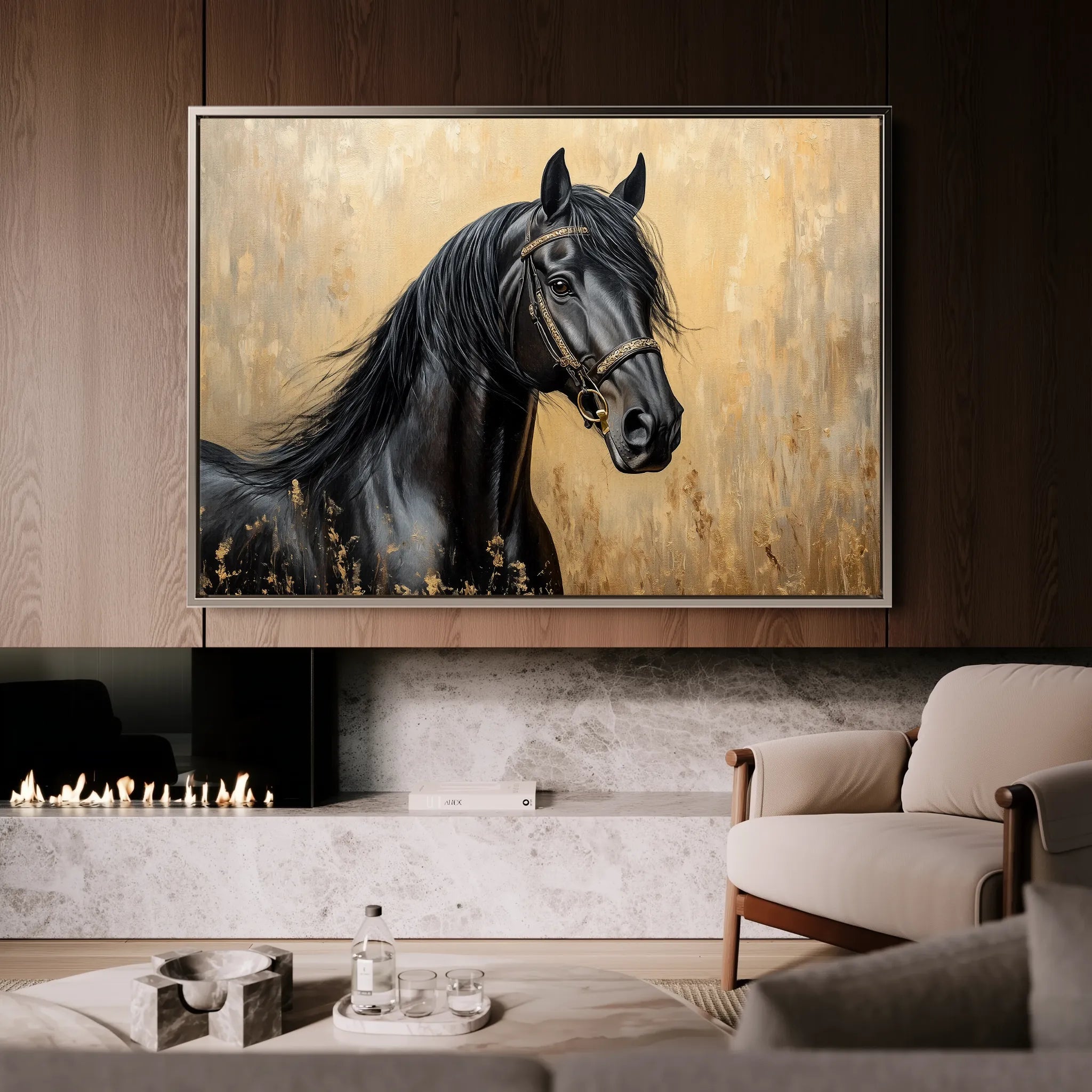 Horses 045 Canvas Art 60 x 40 cm / Black