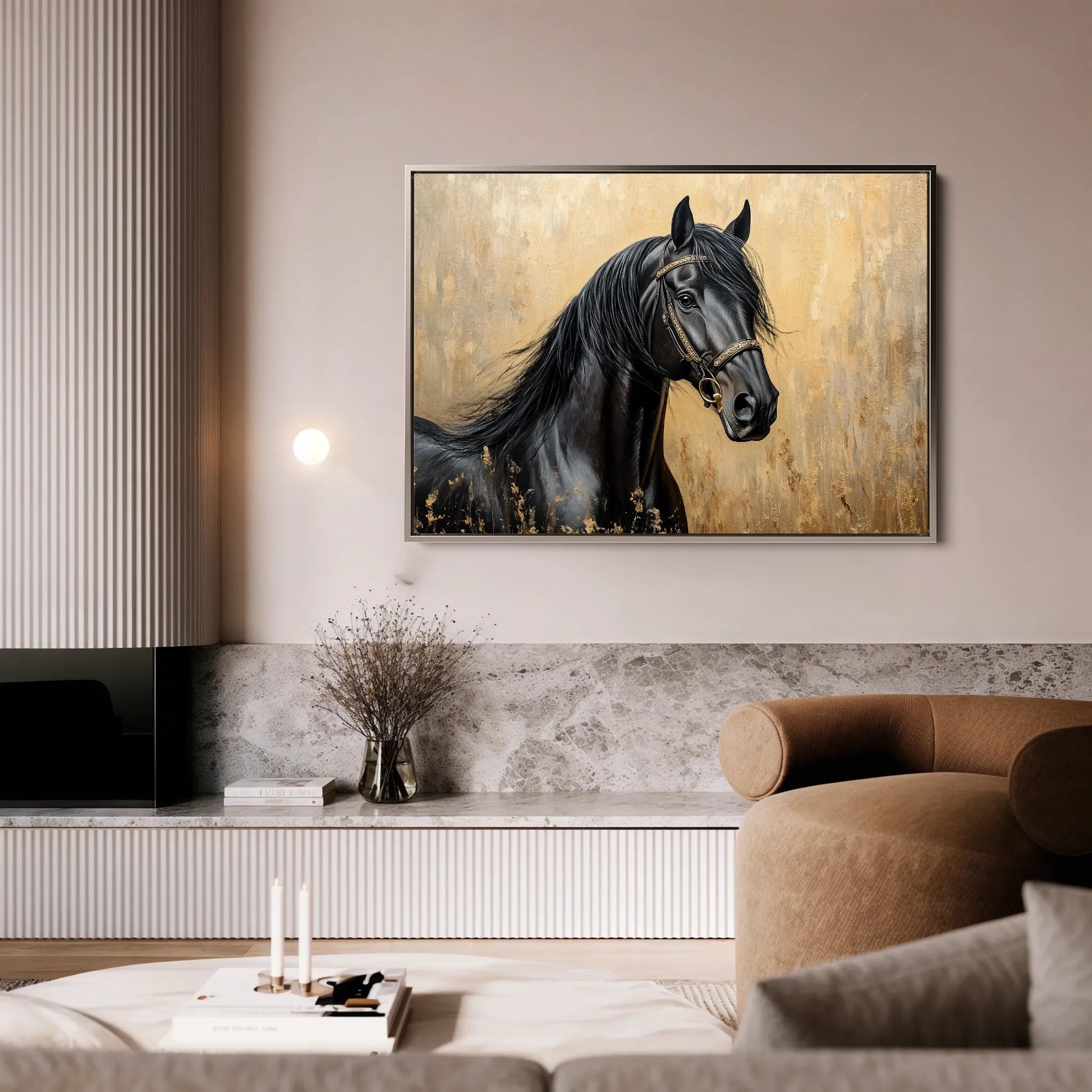 Horses 045 Canvas Art 60 x 40 cm / Black