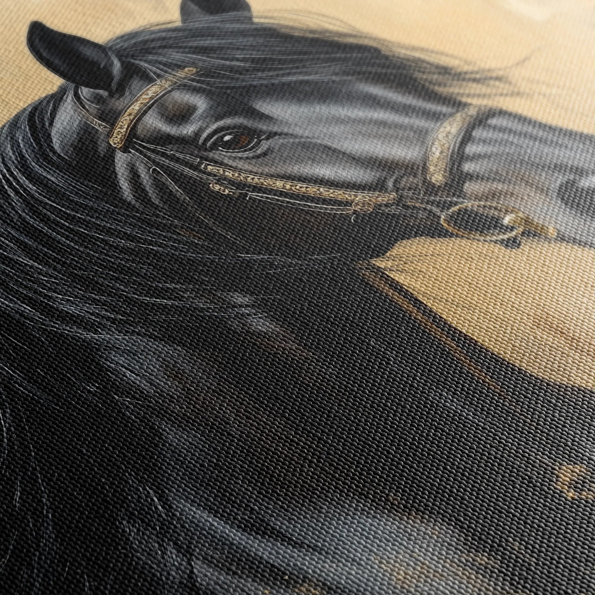 Horses 045 Canvas Art 60 x 40 cm / Black