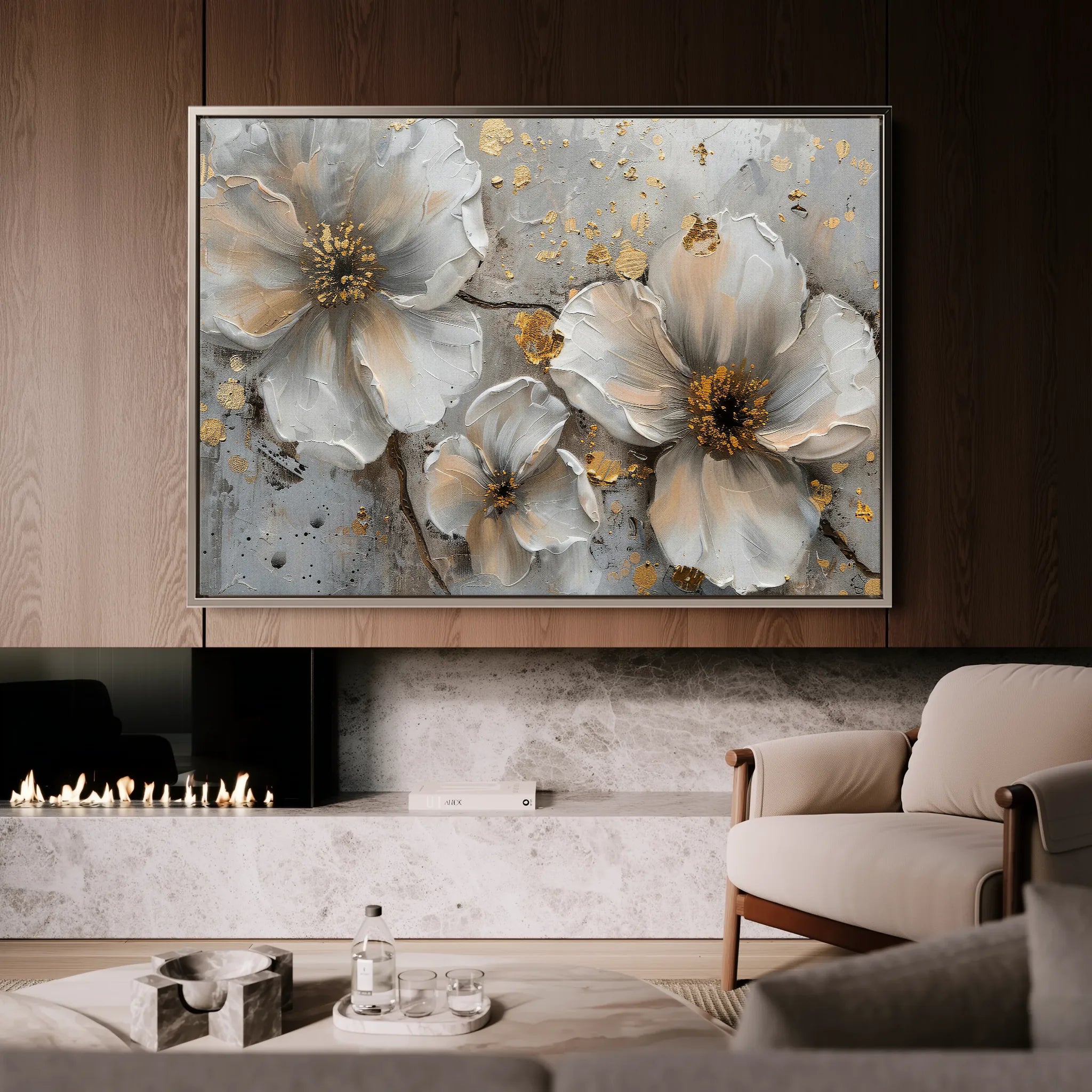 Floral 046 Canvas Art 60 x 40 cm / Black