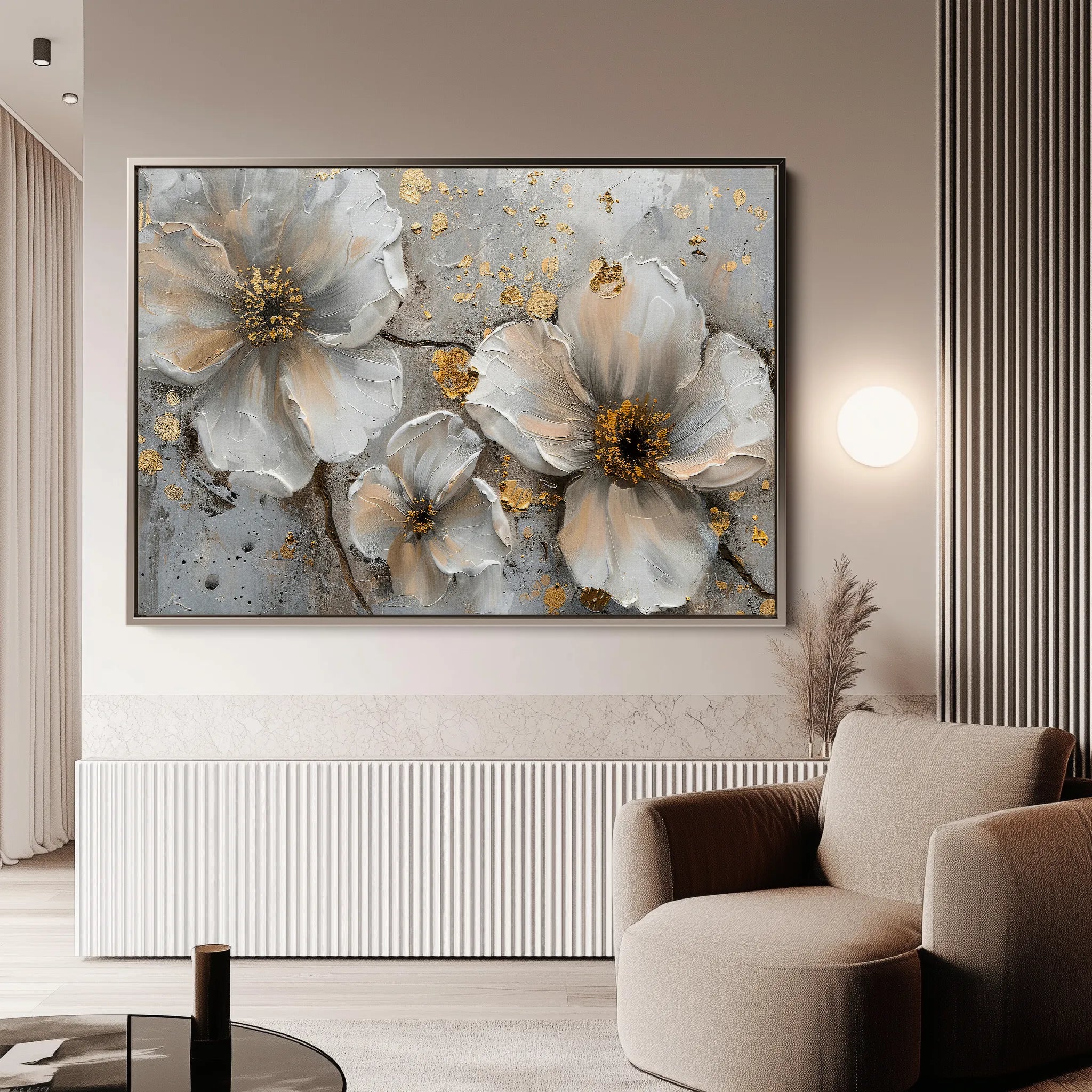 Floral 046 Canvas Art 60 x 40 cm / Black