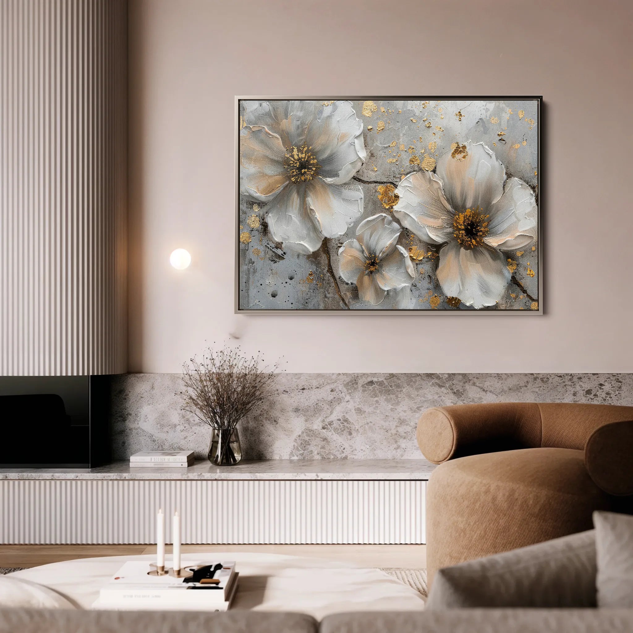 Floral 046 Canvas Art 60 x 40 cm / Black