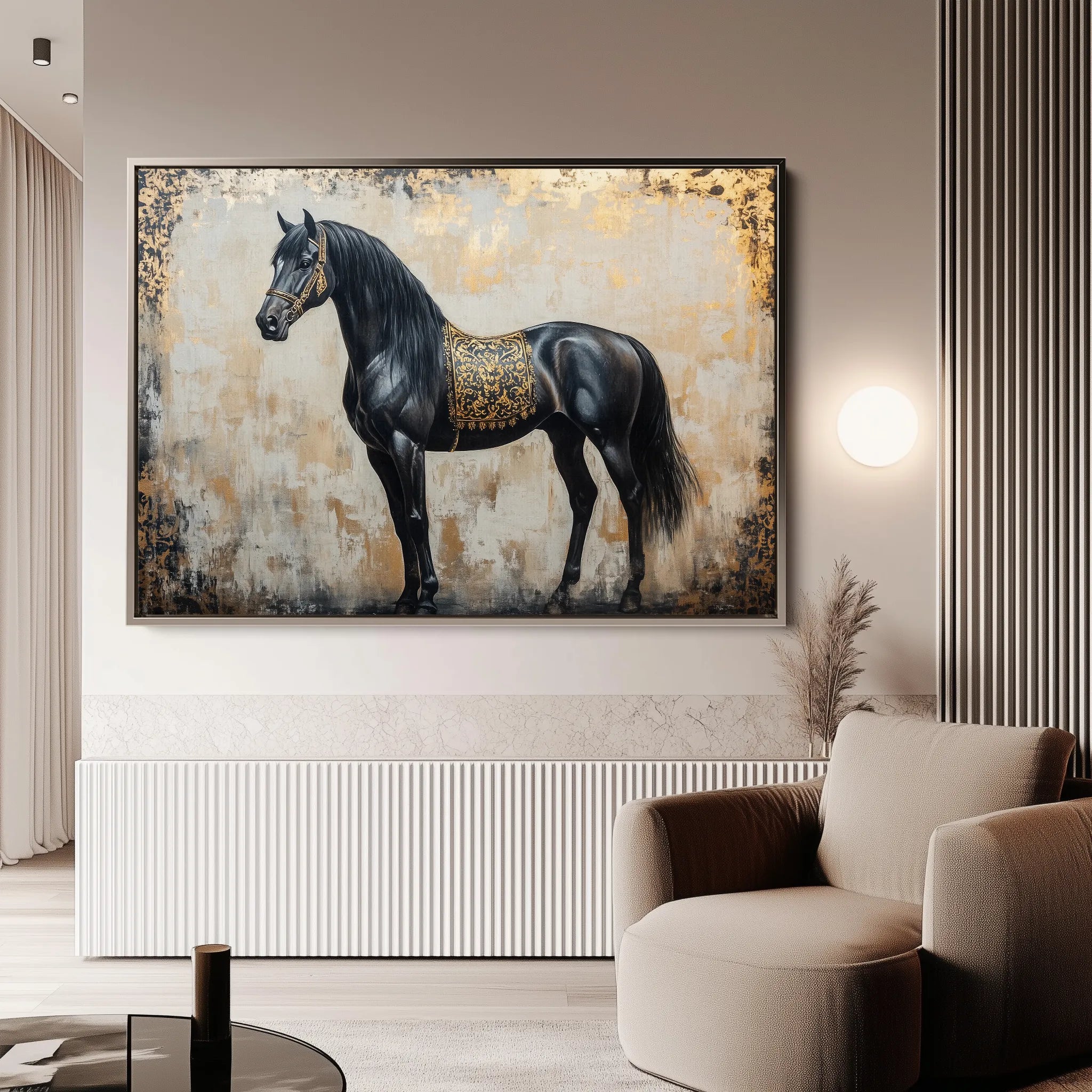 Horses 046 Canvas Art 60 x 40 cm / Black