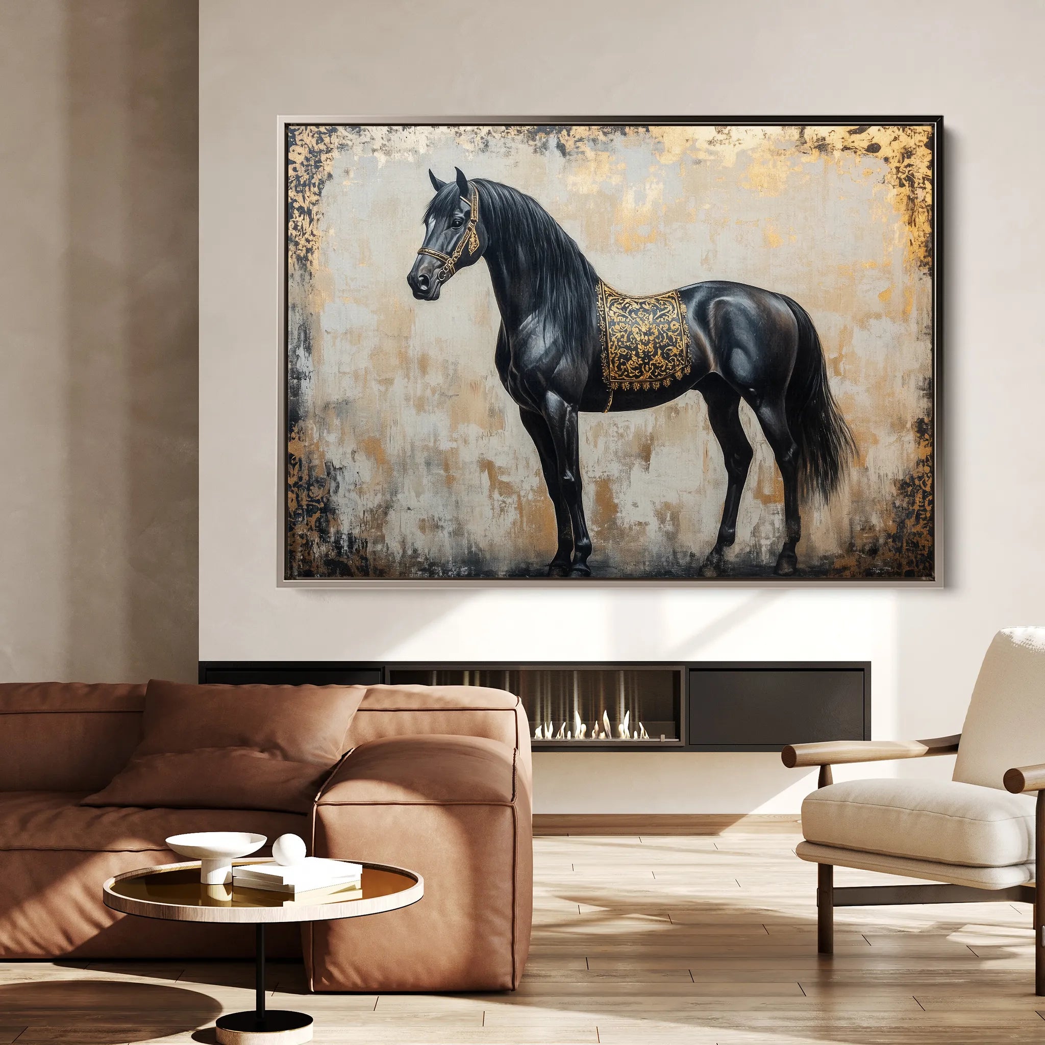Horses 046 Canvas Art 60 x 40 cm / Black