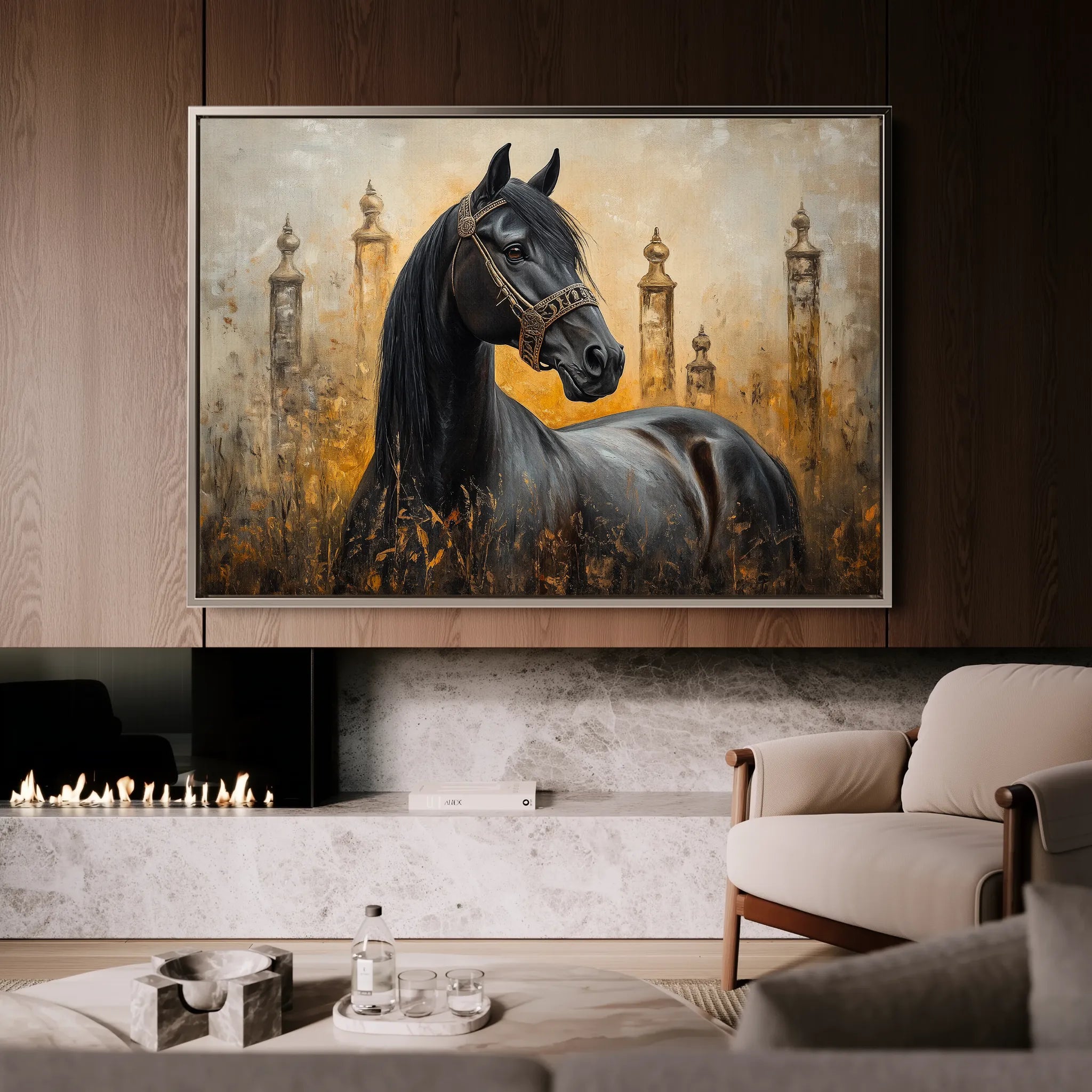 Horses 047 Canvas Art 60 x 40 cm / Black