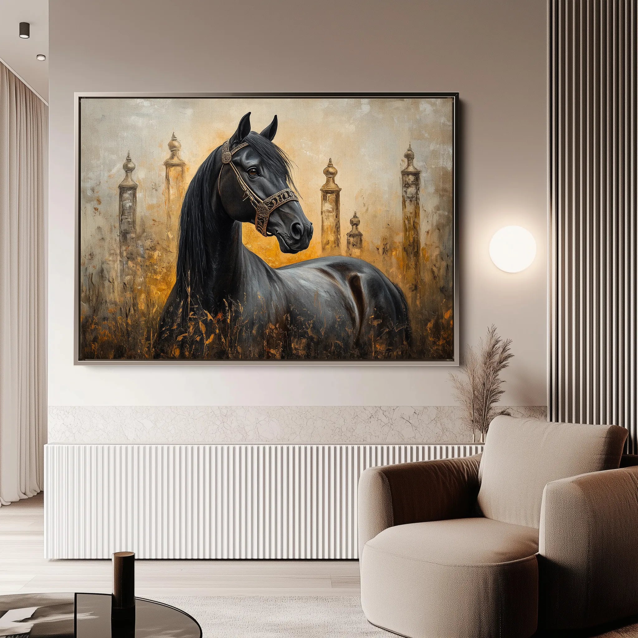 Horses 047 Canvas Art 60 x 40 cm / Black