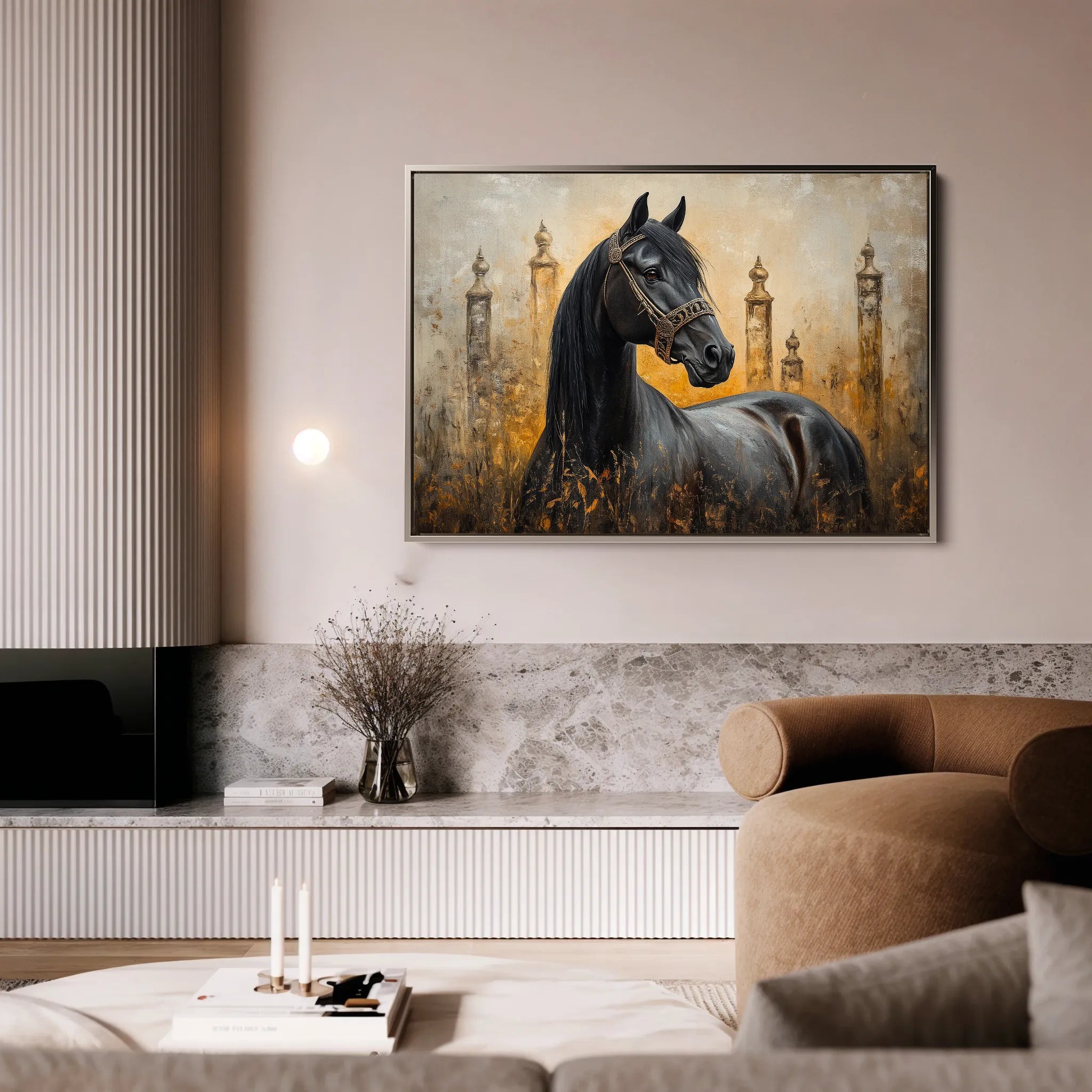 Horses 047 Canvas Art 60 x 40 cm / Black