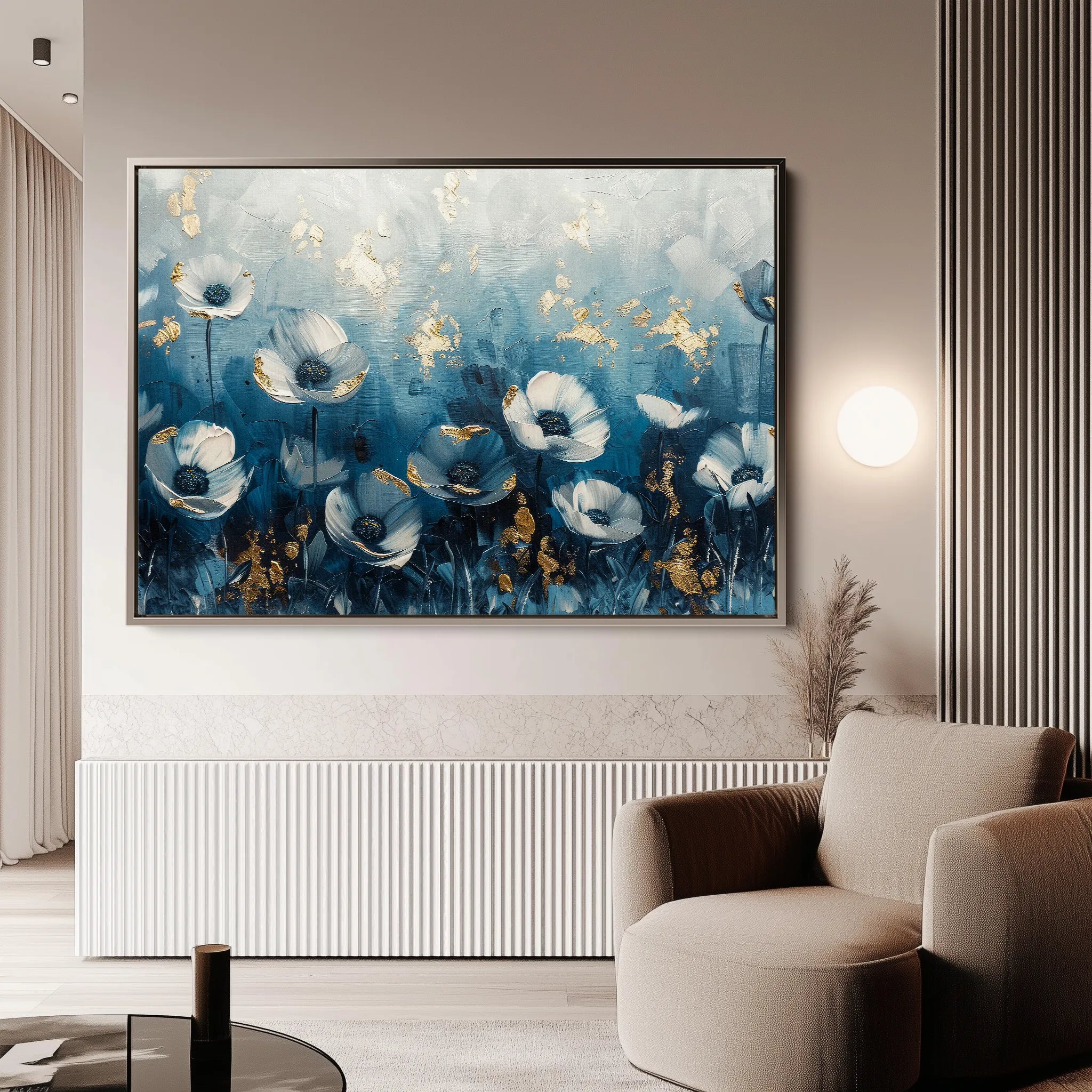 Floral 048 Canvas Art 60 x 40 cm / Black