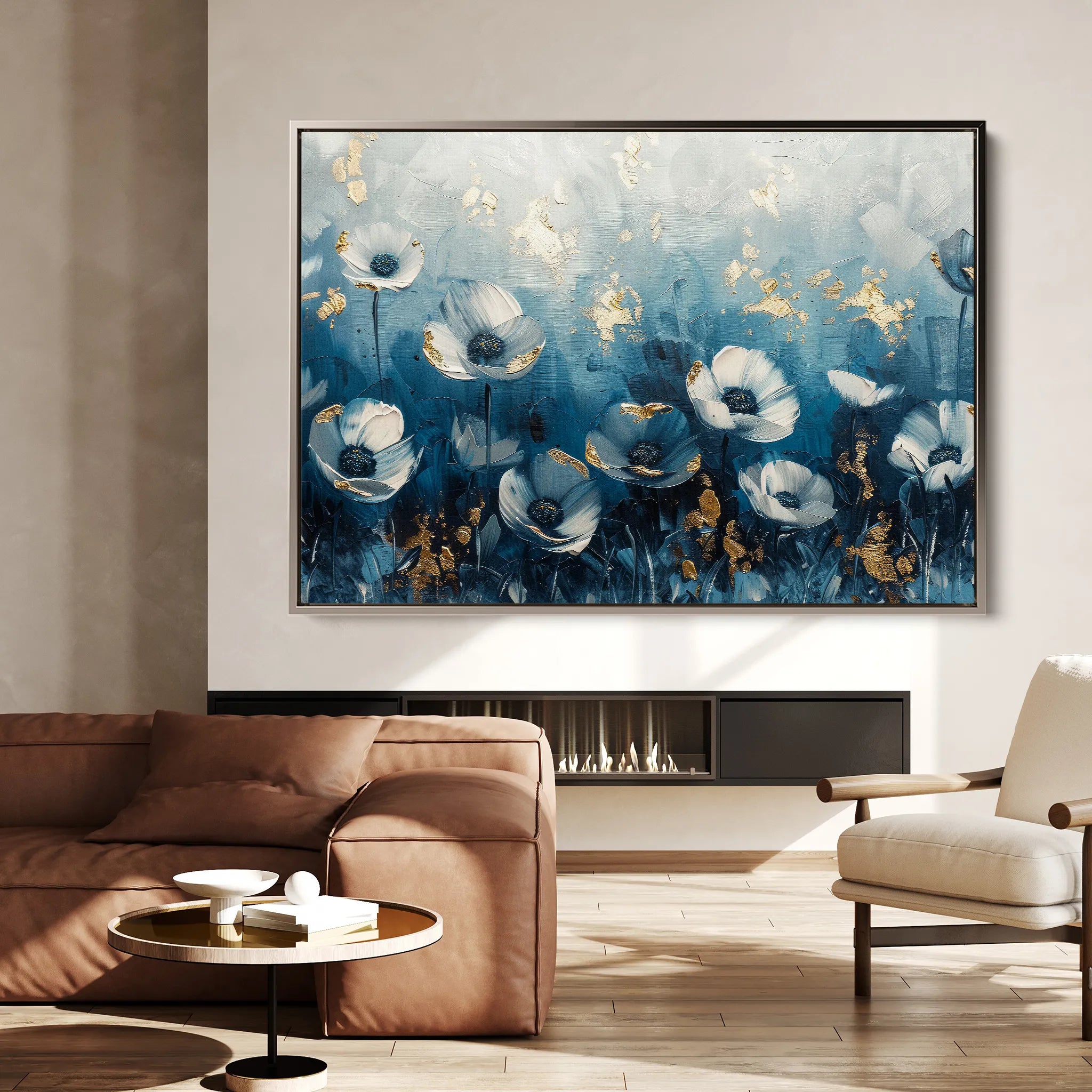 Floral 048 Canvas Art 60 x 40 cm / Black