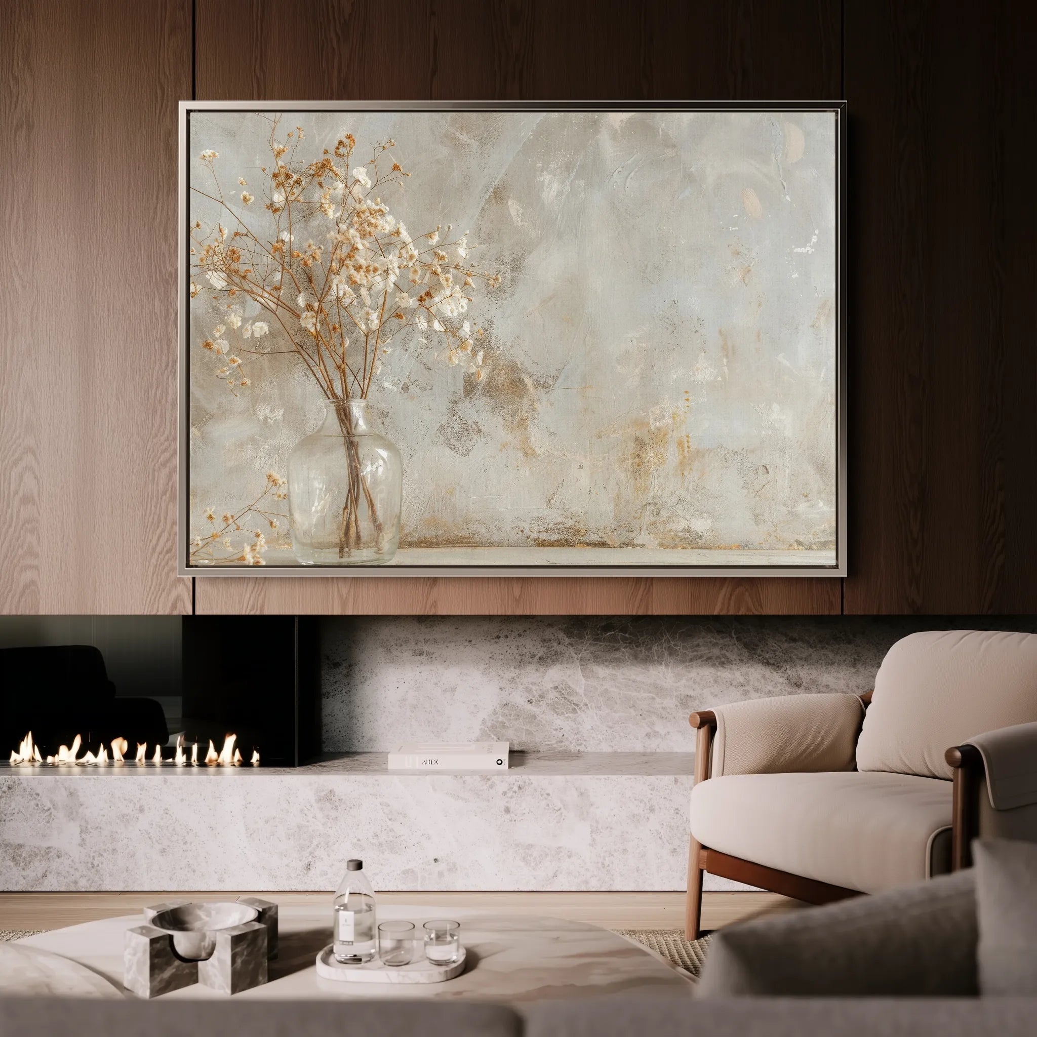 Floral 049 Canvas Art 60 x 40 cm / Black